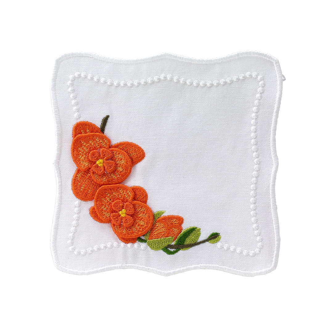 Orange Violeta Cocktail Napkins - Set of 4 Premium Paper Napkins for Parties, Weddings & Elegant Events - Perfect for Cocktail Hour, Bridal Showers & Dinner Parties