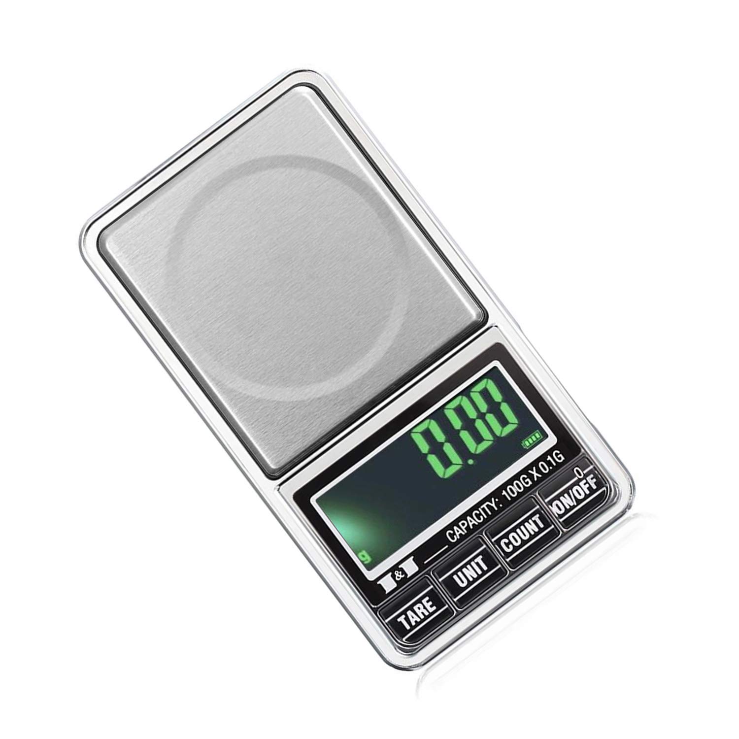 Precision Digital Pocket Scale 100g x 0.01g - Portable Mini Gram Scale with Backlit LCD Display & Storage Pouch - Lightweight Multifunctional Jewelry Scale for Cooking, Baking, Jewelry & Postal Weighing (Grey)