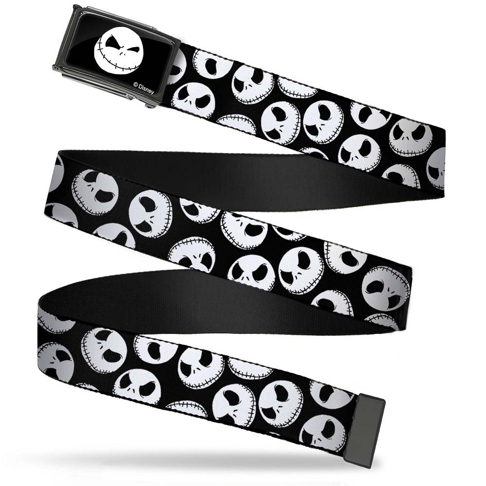 Disney The Nightmare Before Christmas Jack Skellington Face Web Belt - Adjustable Chrome Buckle for Cosplay, Halloween Costume & Disney Fan Accessories