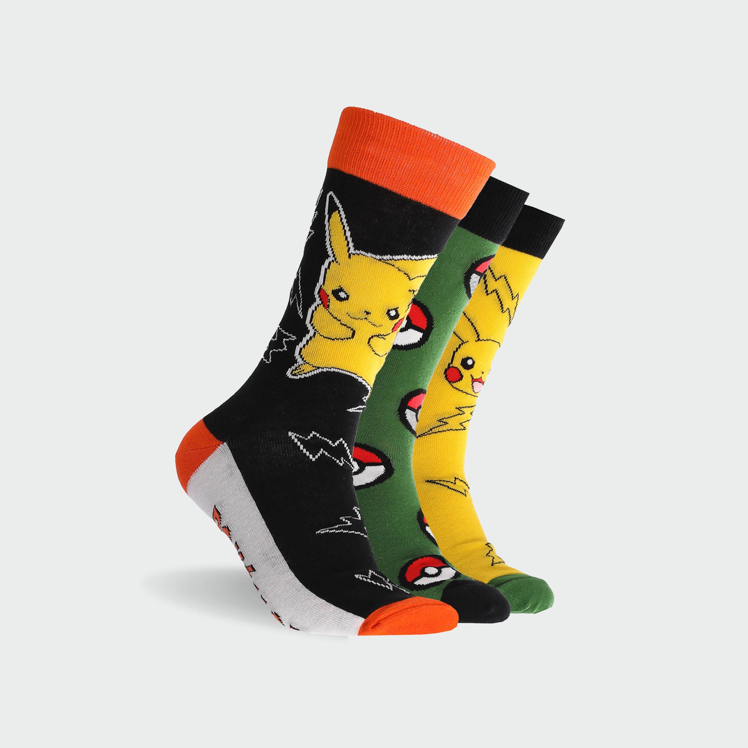 **Men's Pokémon Cotton Crew Socks 3-Pack Gift Box – Soft & Comfortable Anime Socks for Casual Wear, Cosplay, and Gifts**