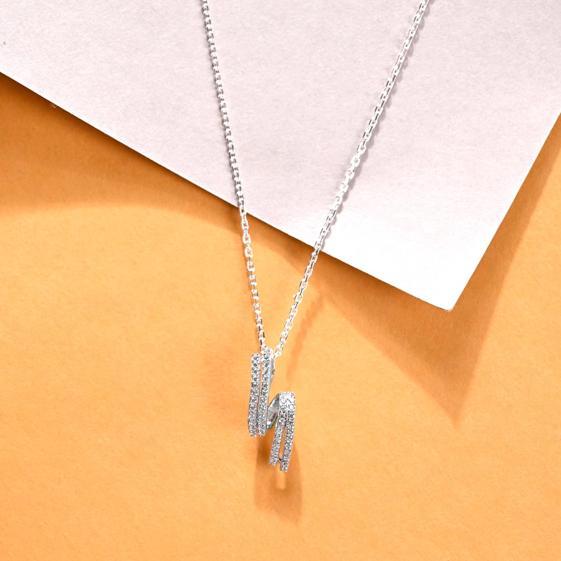 925 Sterling Silver Curl Pendant Earrings & Necklace Set with Platinum Plating & Swiss Zirconia | Elegant Jewelry Gift for Women & Girls | Perfect for Weddings, Parties & Special Occasions