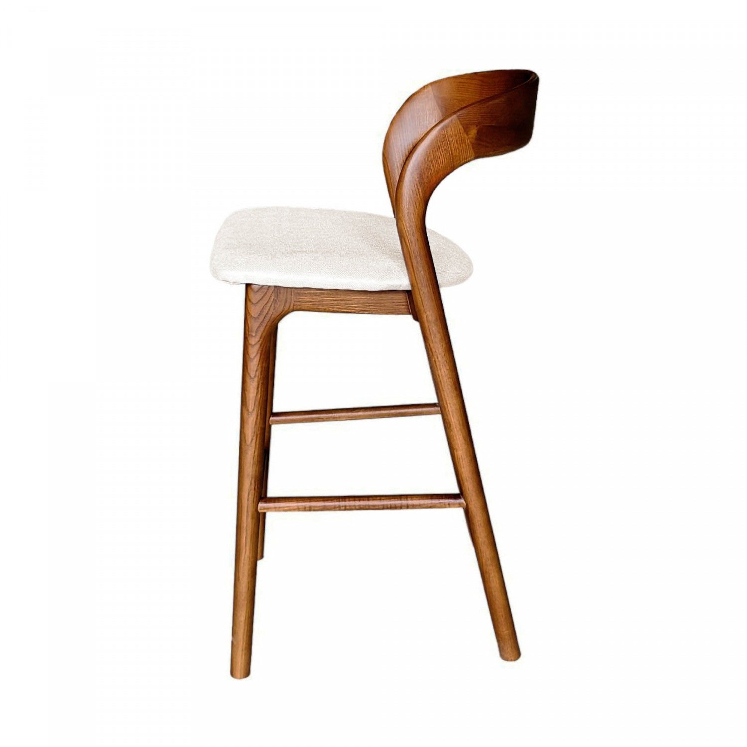 Brivonne Modern Counter Stool with Walnut Frame - Adjustable Height Bar Stool for Kitchen Island, Breakfast Nook & Home Decor