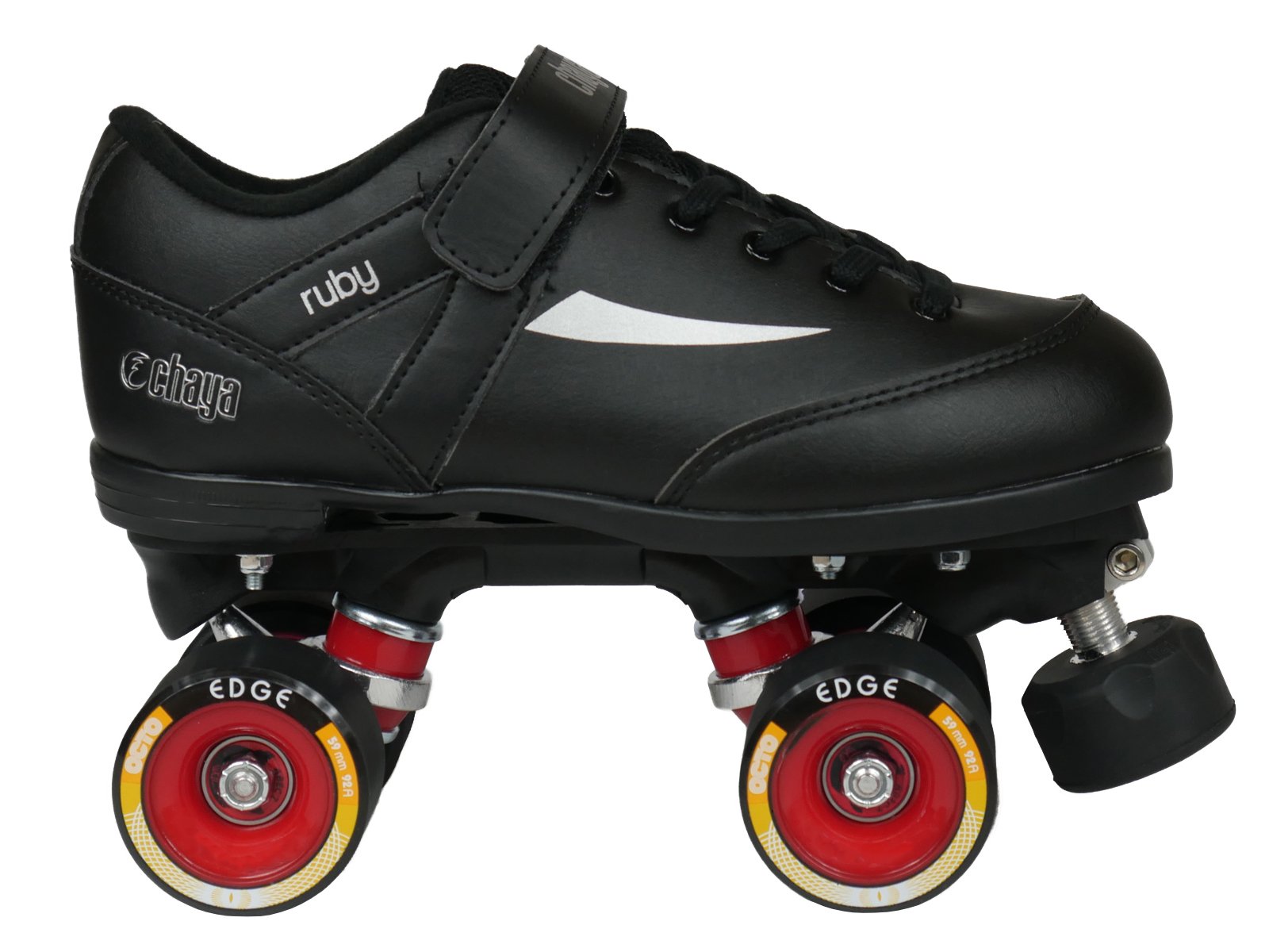 Chaya Ruby Hard Black Quad Derby Roller Skates for Women - Size EU 37 / US 5 - Perfect for Indoor & Outdoor Skating, Roller Derby, Rink, and Park Use