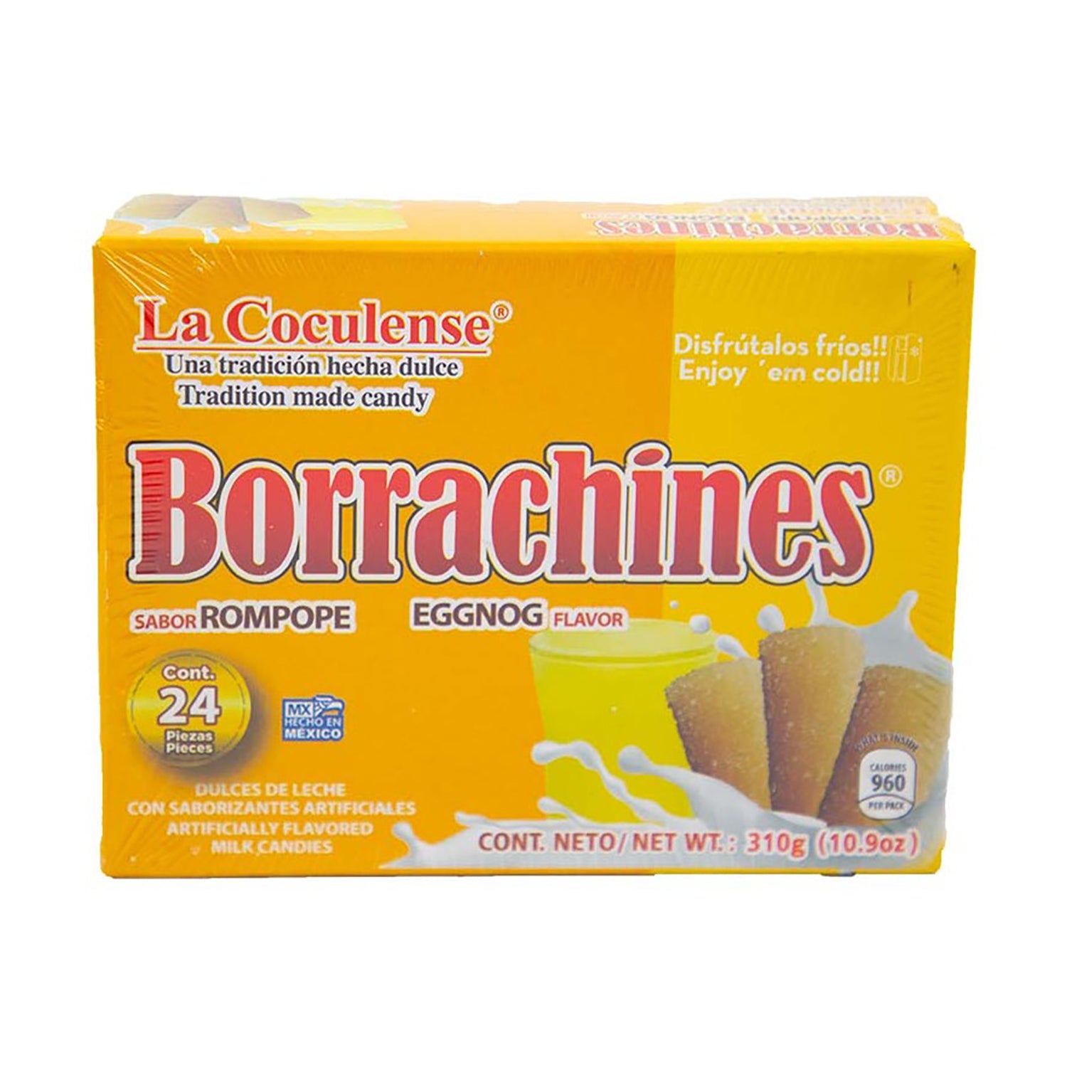 La Coculense Borrachitos Rompope Mexican Candy - 24 Count Box | Authentic Rompope-Filled Treats for Parties, Gifts & Dessert Toppings