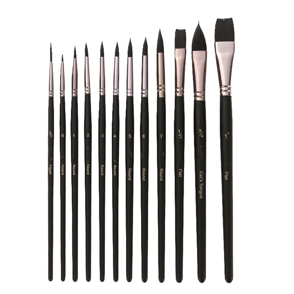12PCS Professional Watercolor Paint Brushes Set - Artist Synthetic Squirrel Hair Brushes with Round Tip for Detail Work, Gouache, Acrylic & Oil Painting - Perfect for Beginners, Students and Professional Artists (Watercolor, Canvas, Paper Painting)