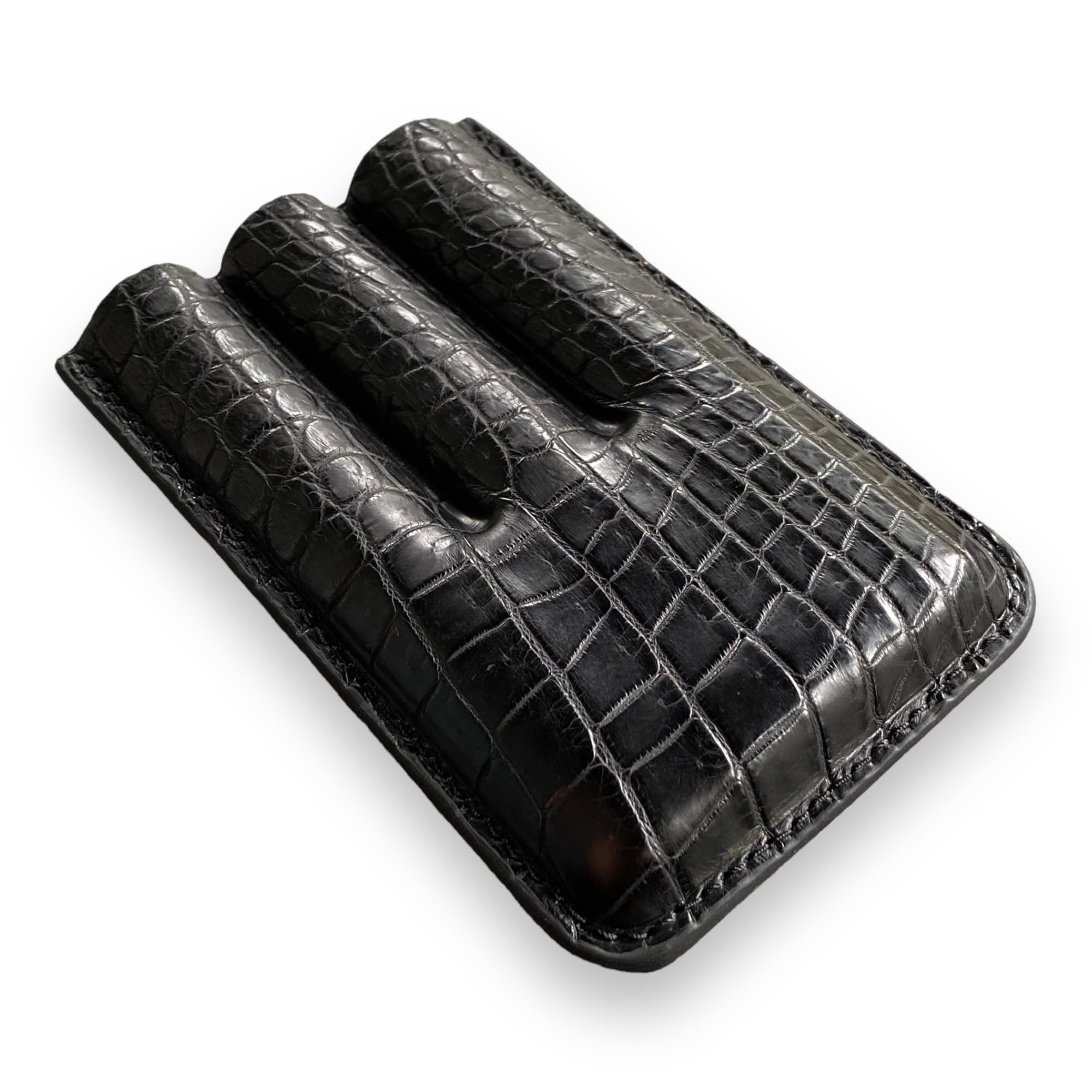 Premium Handmade Black Genuine Alligator Leather Cigar Case - Luxury Cigar Humidor for 2-3 Cigars - Elegant Cigar Cover & Travel Tube Protector - Perfect Gift for Dad, Him & Cigar Enthusiasts (Great for Weddings, Business Gifts & Collector's Display)