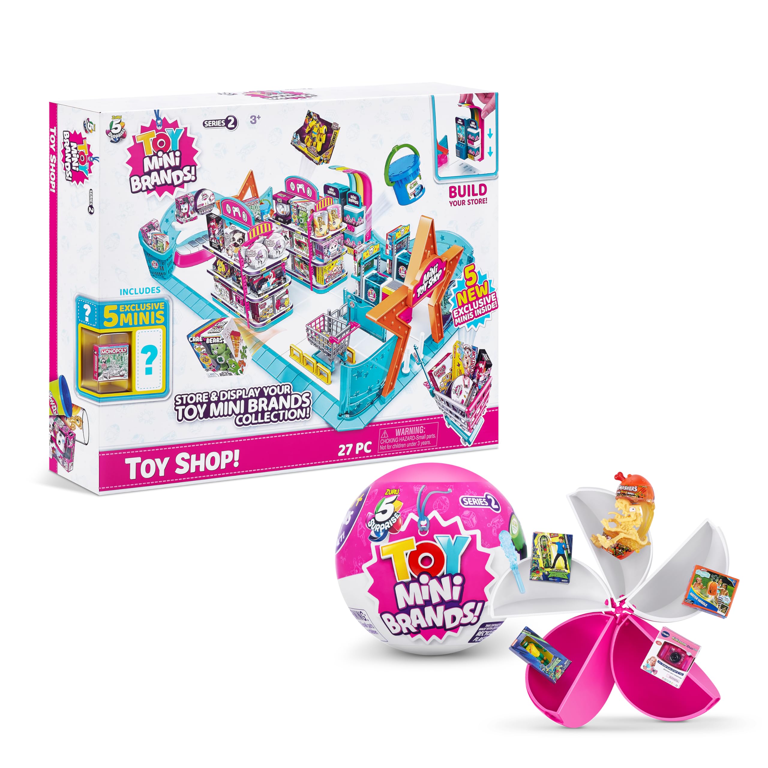ZURU Mini Brands Series 2 - 5 Surprise Mini Toy Shop Playset with Exclusive Mystery Collectible Toys | Fun Pretend Play for Kids, Perfect for Birthday Gifts & Collectors