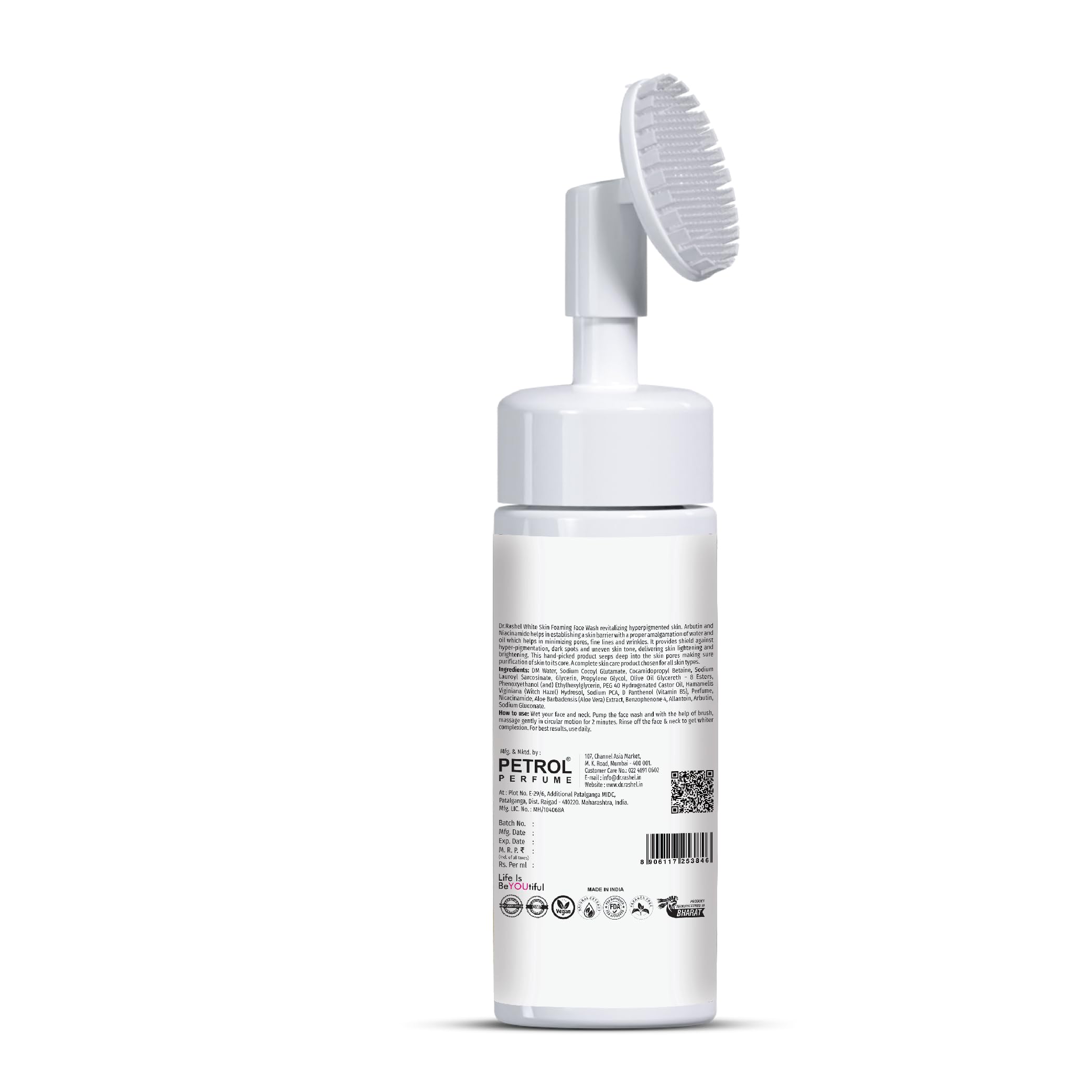 Dr. Rashel Brightening Foaming Face Wash with Arbutin & Niacinamide - Fades Dark Spots, Evens Skin Tone for Radiant Glow (150ml) | Daily Skincare for Oily & Combination Skin