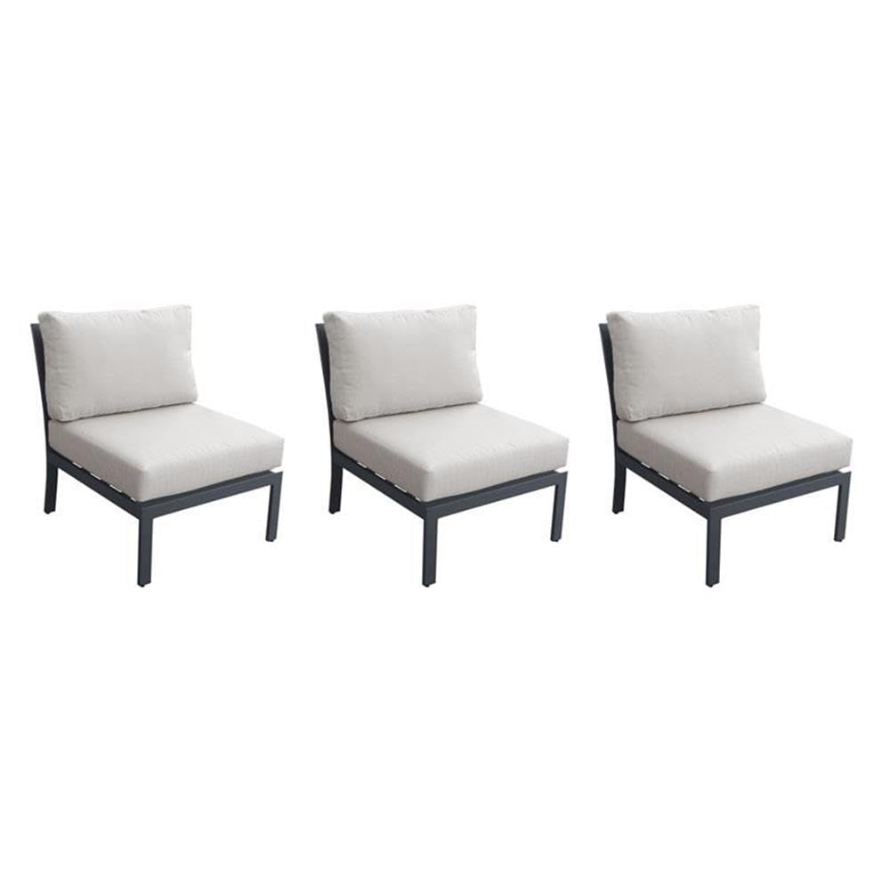 TK Classics Lexington Armless Sofa Set of 3 in Ash - Modern Living Room Furniture for Small Spaces, Apartments & Home Theater Seating