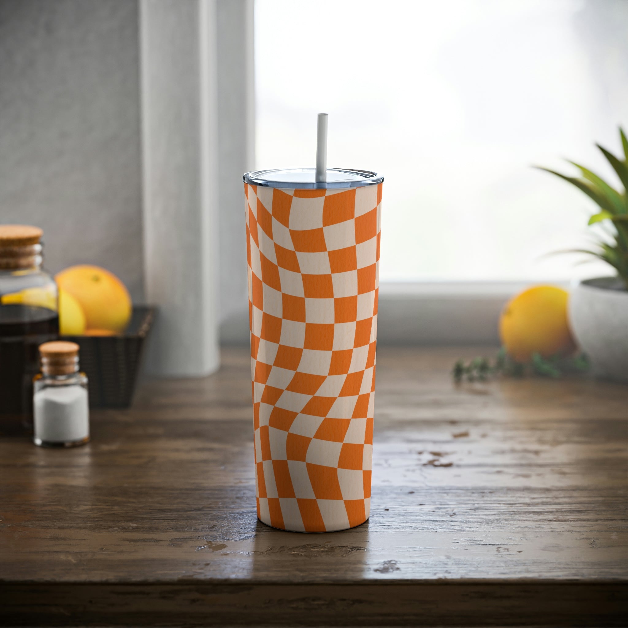 Skinny Tumbler 20oz - Insulated Stainless Steel Coffee Cup for Iced & Hot Drinks - Retro Design Perfect Gift for Women - Ideal for Office, Gym & Travel
