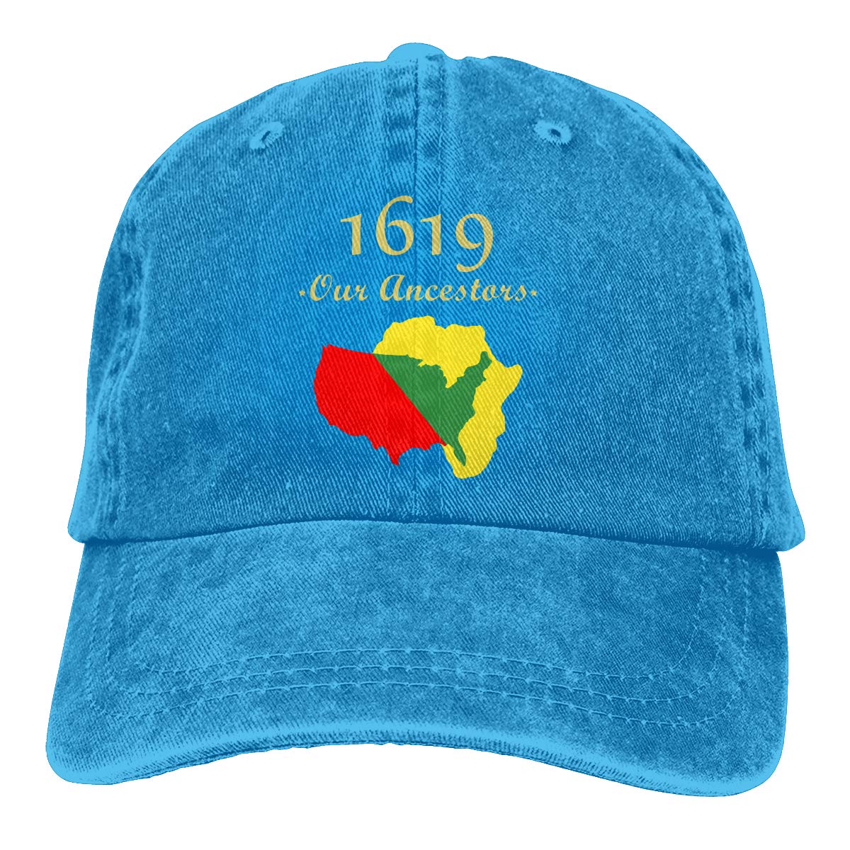 Vintage 1619 Our Ancestors Denim Cowboy Baseball Cap - Adjustable Trucker Hat for Men & Women - Perfect for Golf, Fishing & Outdoor Activities