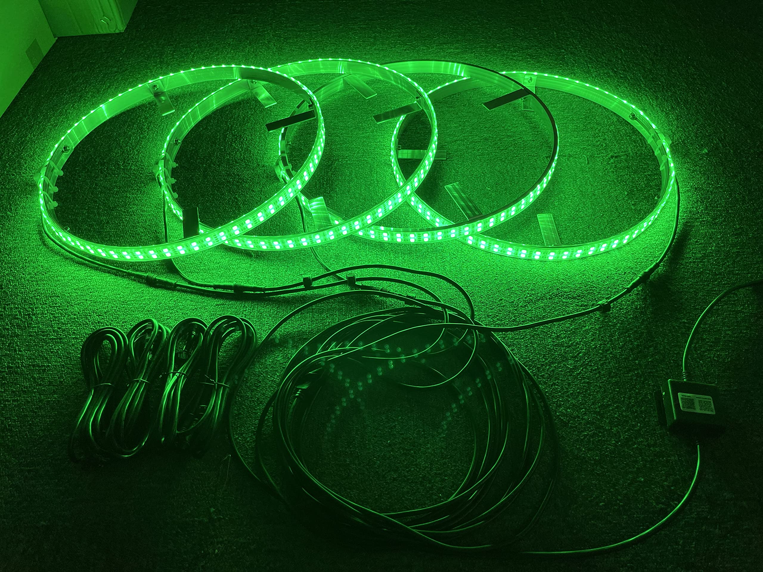 4PCS 17.5'' RGB LED Wheel Lights with Braking Function - Bluetooth App Control, Million Colors, Double Row Design for Trucks & Offroad Vehicles | Perfect for Night Rides, Car Shows & Offroad Adventures