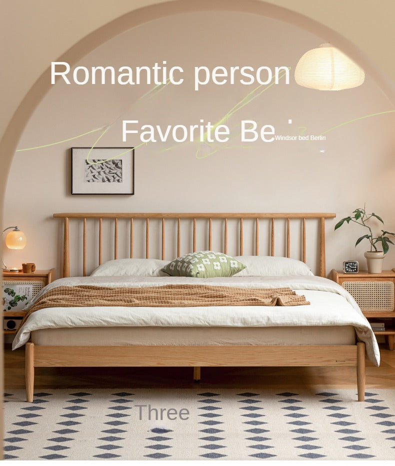 Solid Oak & Beech Wood Windsor Bed - Handcrafted Classic Wooden Bed Frame for Bedroom - Perfect for Master Bedroom, Guest Room & Cozy Farmhouse Style
