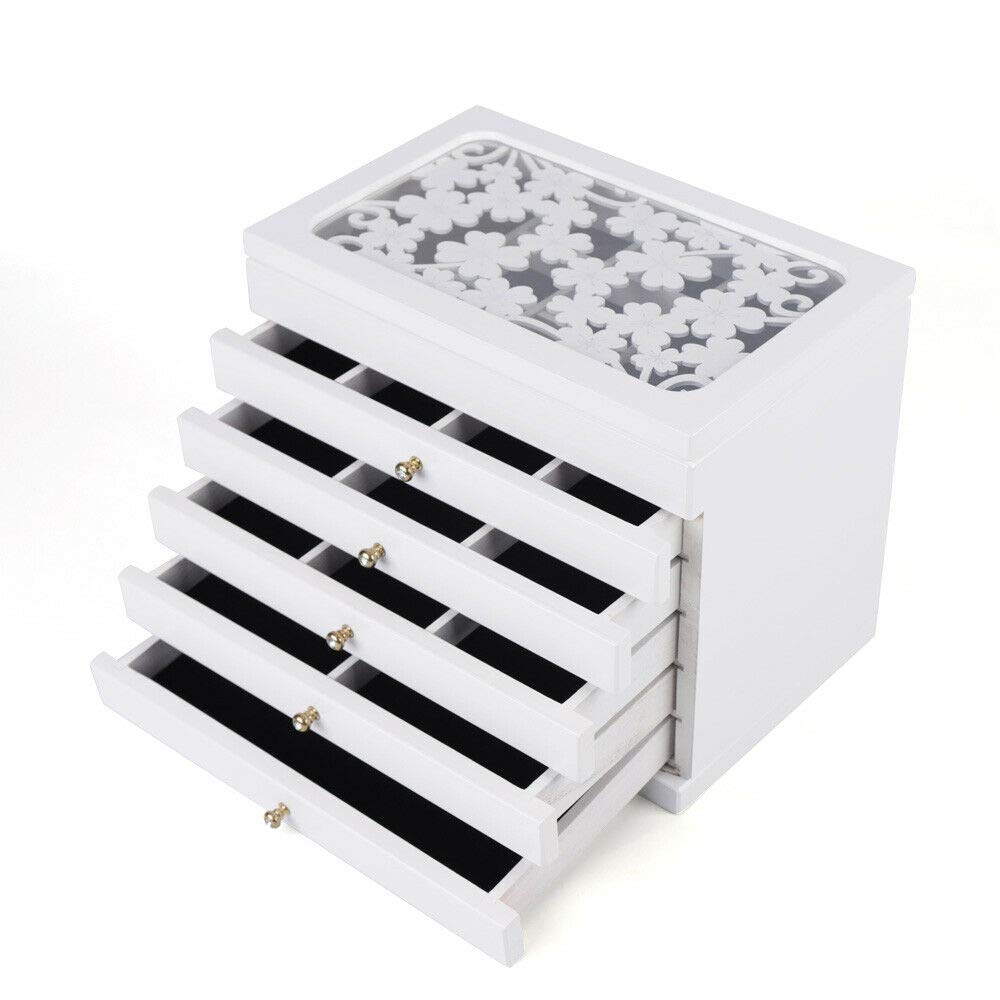 6-Layer Wooden Jewelry Box - Vintage Jewelry Organizer with Drawers for Necklaces, Earrings, Rings & Bracelets | Perfect for Bedroom Dresser, Vanity Table & Gift Giving