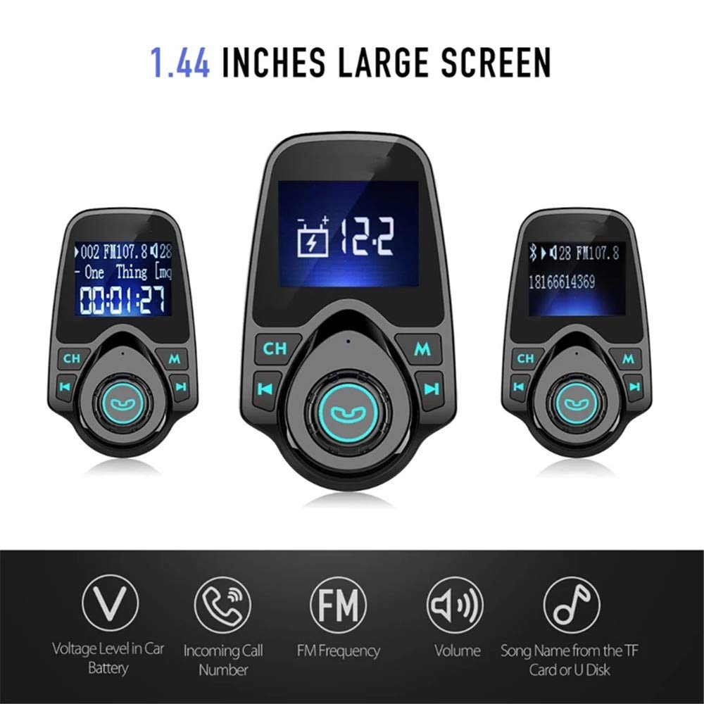 T11 Wireless Bluetooth FM Transmitter for Car - Hands-Free Car Kit with MP3 Player, Dual USB Charging Ports & Bluetooth Adapter | Perfect for Road Trips, Commuting & Music Streaming