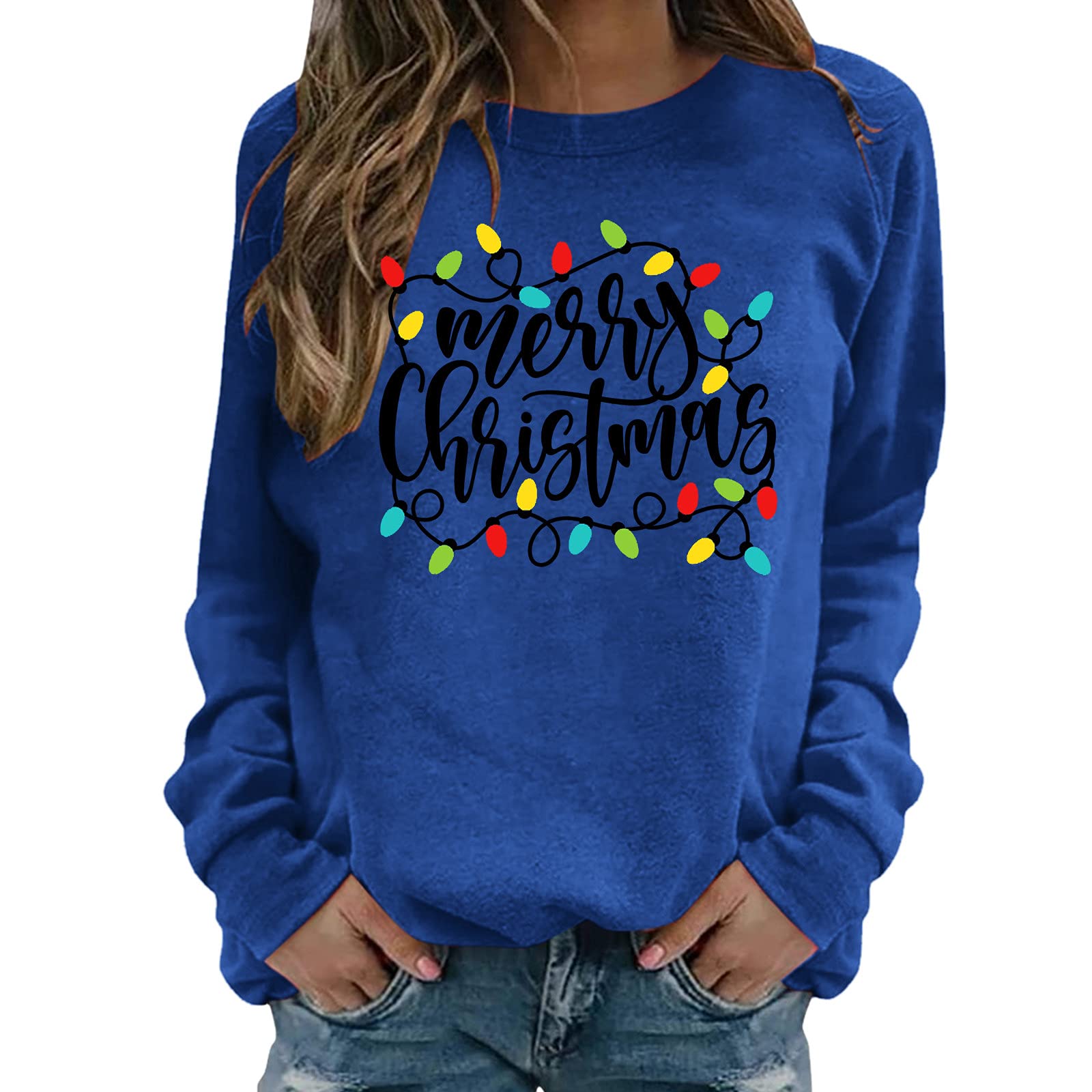 Women's Christmas Sweaters - Cozy Crewneck Long Sleeve Graphic Holiday Sweatshirts & Casual Fall Tops | Perfect for Holiday Parties, Family Gatherings & Winter Office Wear