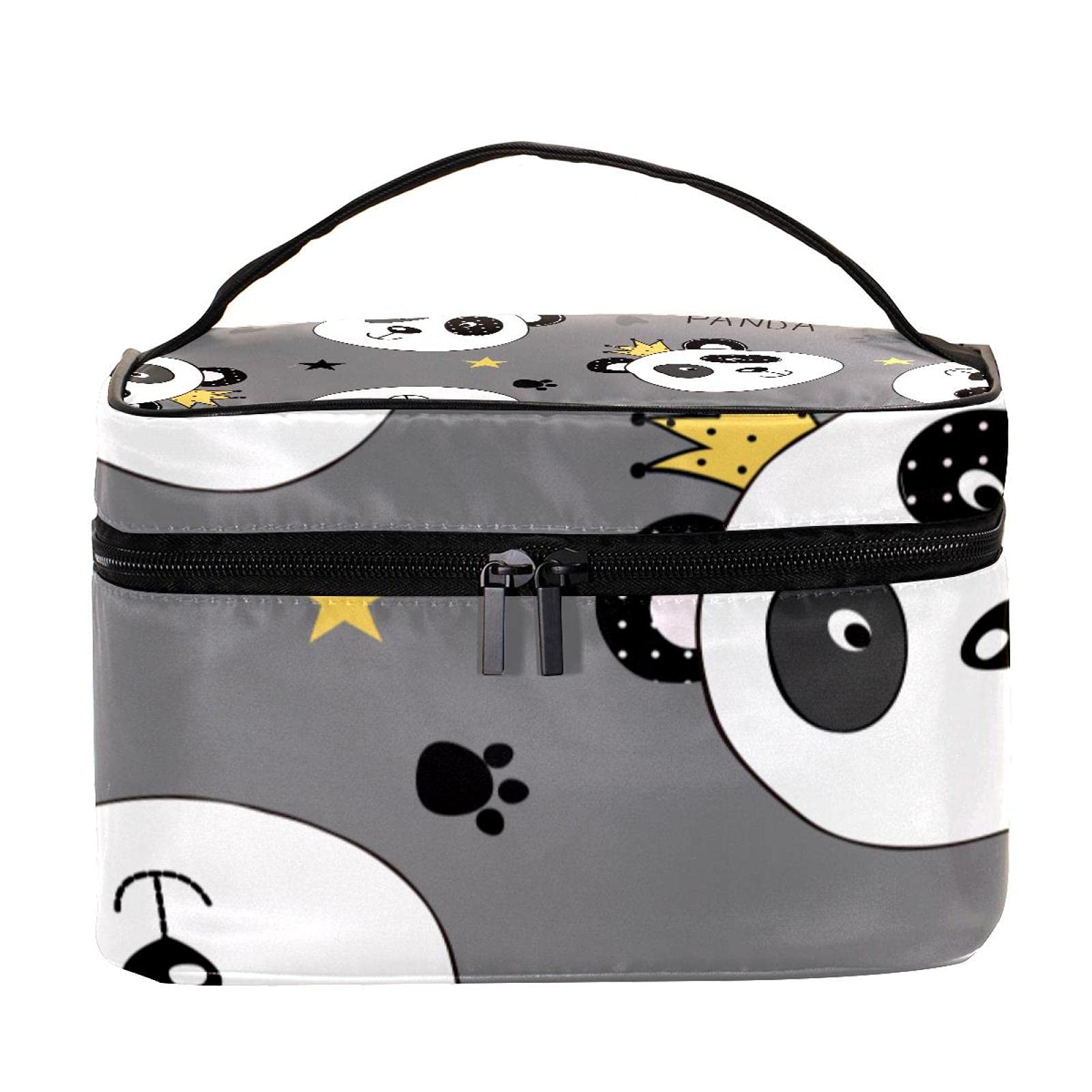 Cute Crown Panda Star Pattern Travel Makeup Bag - Large Cosmetic Organizer Case with Zipper for Women & Girls - Perfect for Travel, Gym, and Daily Essentials Storage