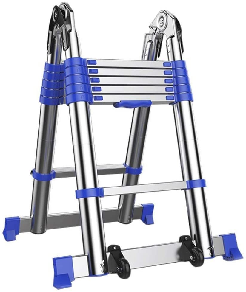 Aluminum Telescoping Ladder - 18.37Ft/5.6M Portable A-Frame Folding Ladder with 330lb Capacity - Lightweight Extension Ladder for Home, Roofing & Construction - Easy Storage & Transport
