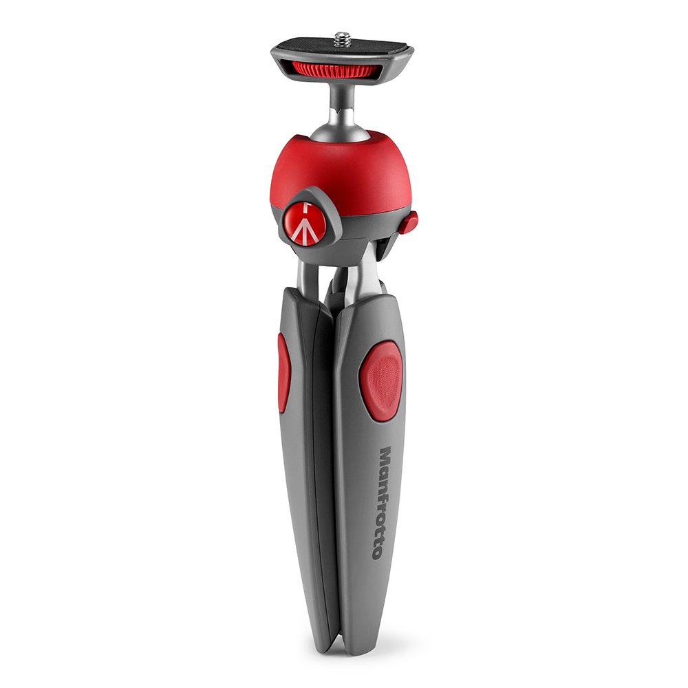 Manfrotto MTPIXIEVO-RD PIXI EVO 2-Section Mini Tripod for DSLR, Mirrorless & Compact Cameras - Foldable, Lightweight, Red - Perfect for Travel, Vlogging & Photography