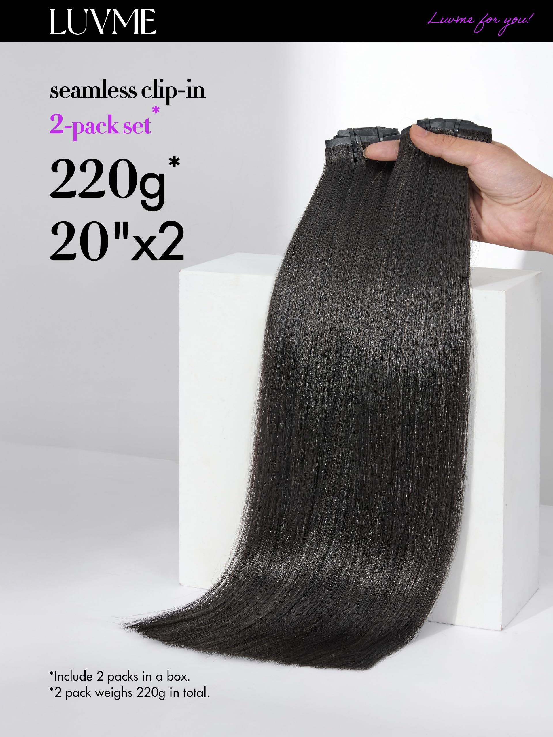 14Pcs Clip-in Hair Extensions 16inch Remy Human Hair - 2 Pack 220g Straight Seamless Full Max Natural Black | 100% Real Soft Human Hair for Daily Styling, Parties & Special Occasions