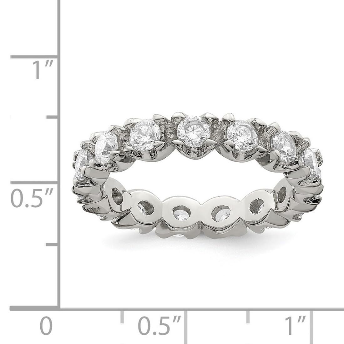 925 Sterling Silver Cubic Zirconia Eternity Ring for Women - Solid Polished CZ Simulated Diamond Wedding Band, Anniversary Gift, Promise Ring for Her (Perfect for Engagements, Valentine's Day & Special Occasions)