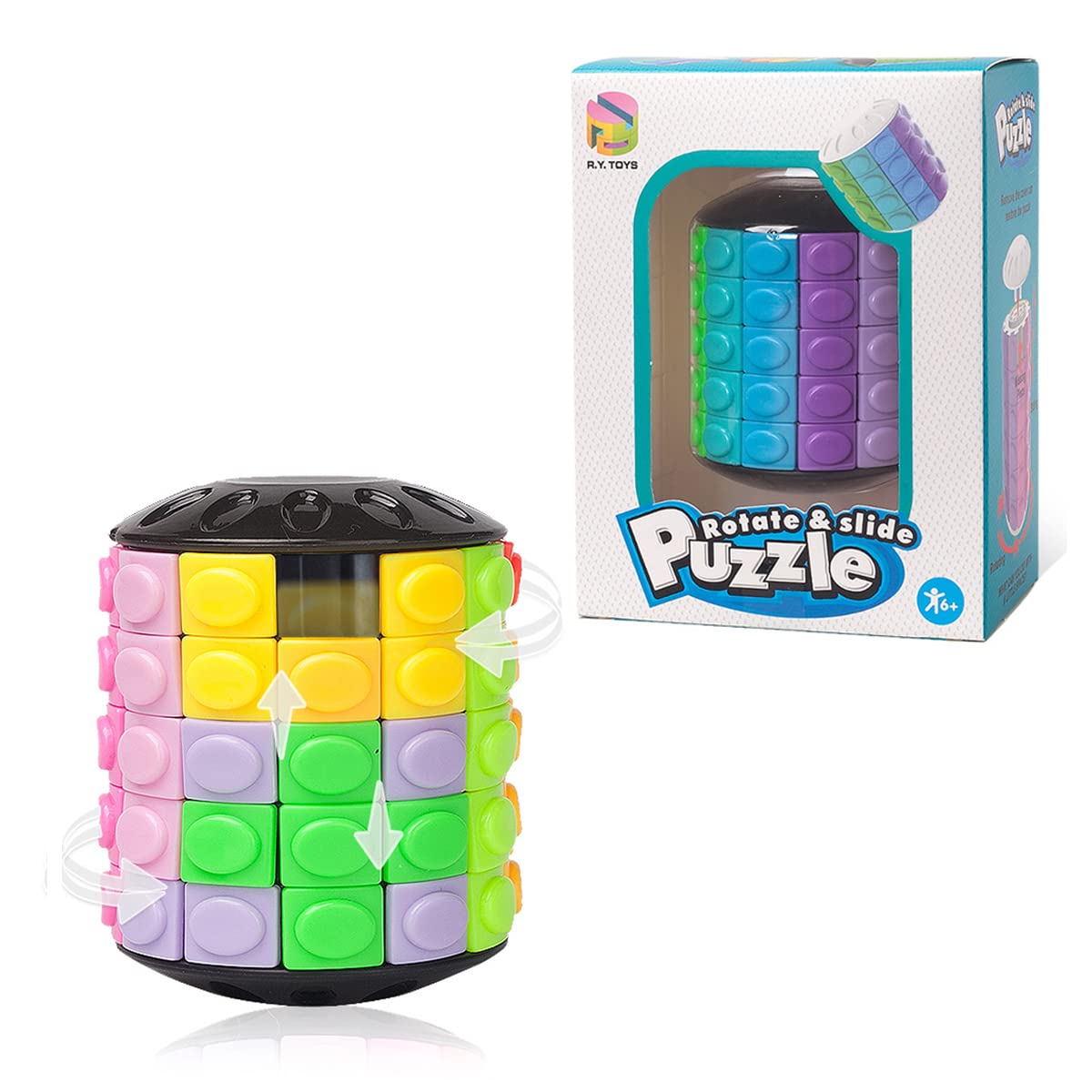 Rotating Slide Puzzle Fidget Toy - 12 Colors, 5 Layers - Brain Teaser & Sensory Toy for Stress Relief - Perfect for Stocking Stuffers, Easter Baskets, Office Desk & Travel Entertainment