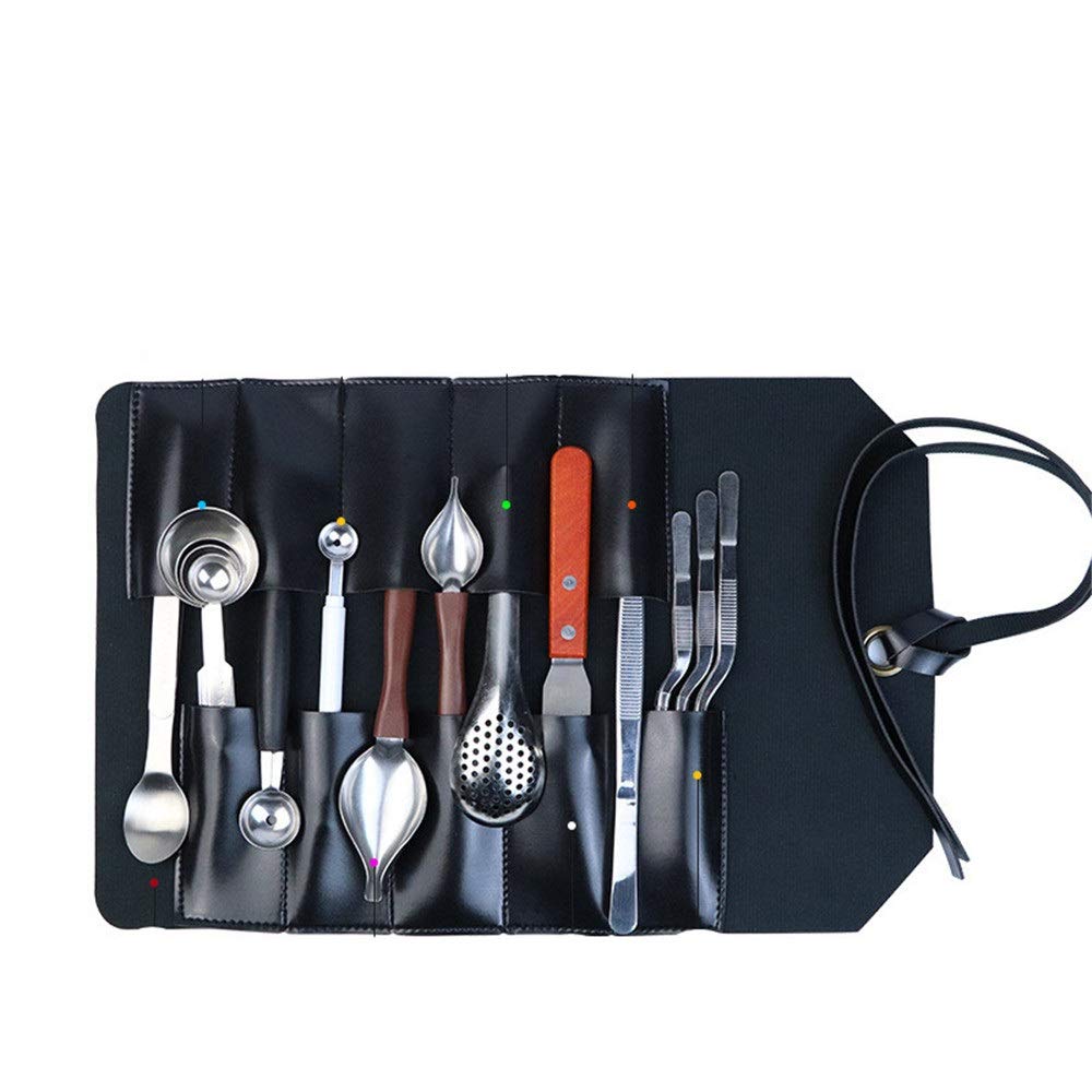 15-Piece Molecular Gastronomy Kit - Stainless Steel Cooking Tweezers, Oil Painting Spoon & Leather Storage Case | Professional Molecular Cuisine Tools for Home Chefs & Restaurant Use | Perfect for Plating, Food Art & Fine Dining Presentation