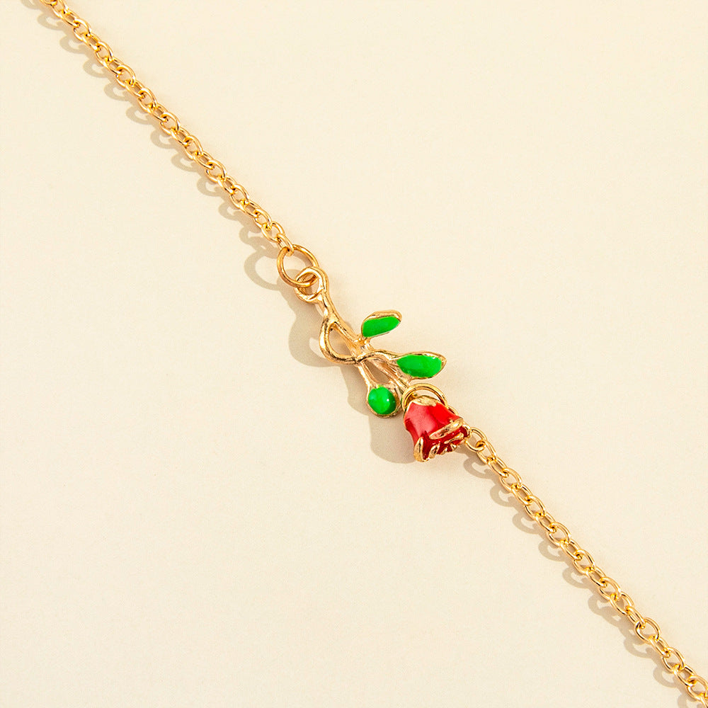 Personalized Rose Flower Anklet - Adjustable Foot Jewelry for Women, Boho Beach Wedding Accessories | Perfect for Summer Festivals, Vacations and Bridal Shower Gifts