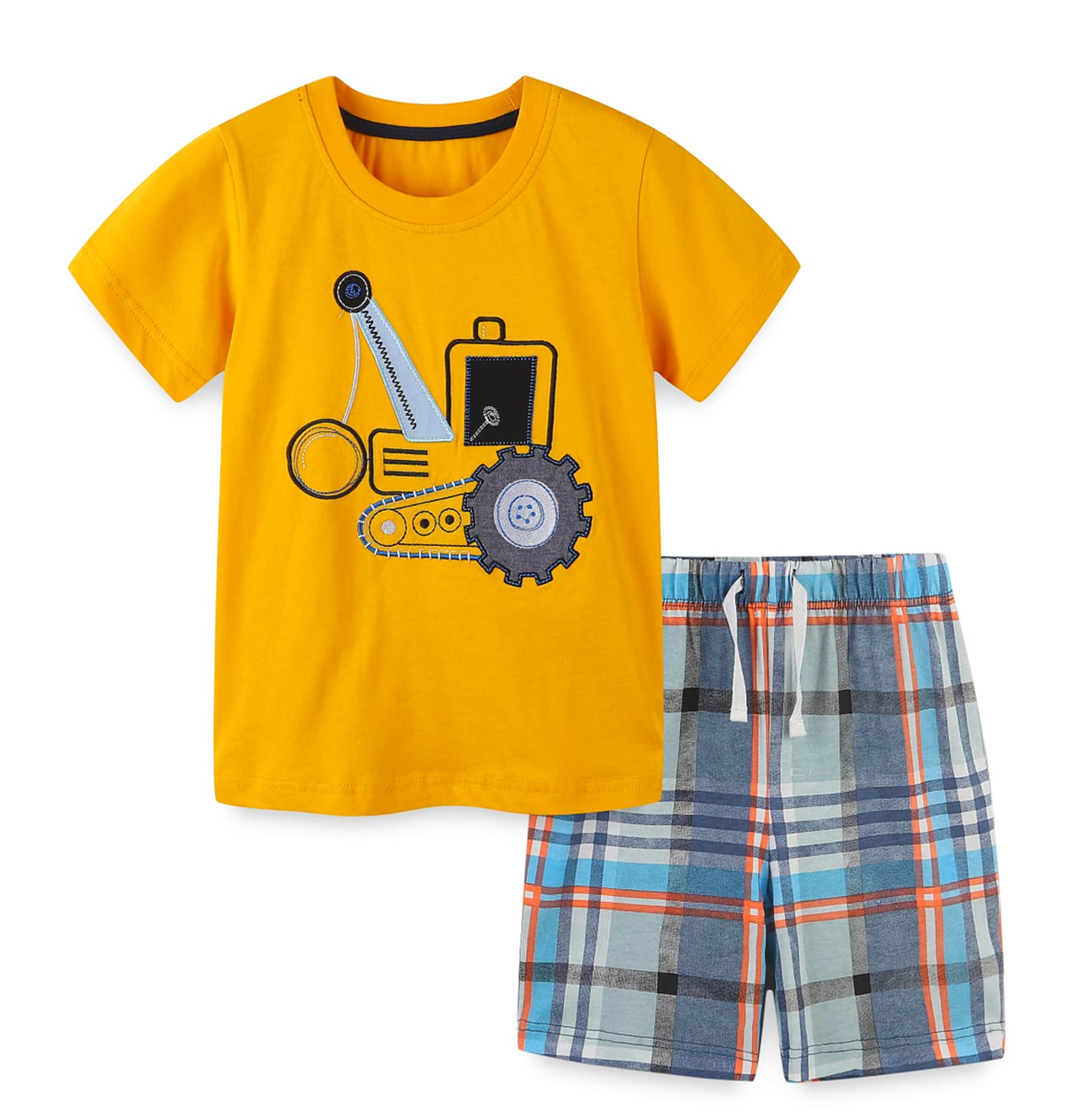 **Boys' Cotton Summer Short Sleeve Outfits - Casual Crew Neck Playwear Set for Toddlers - Perfect for Playdates, Beach Trips & Outdoor Adventures**