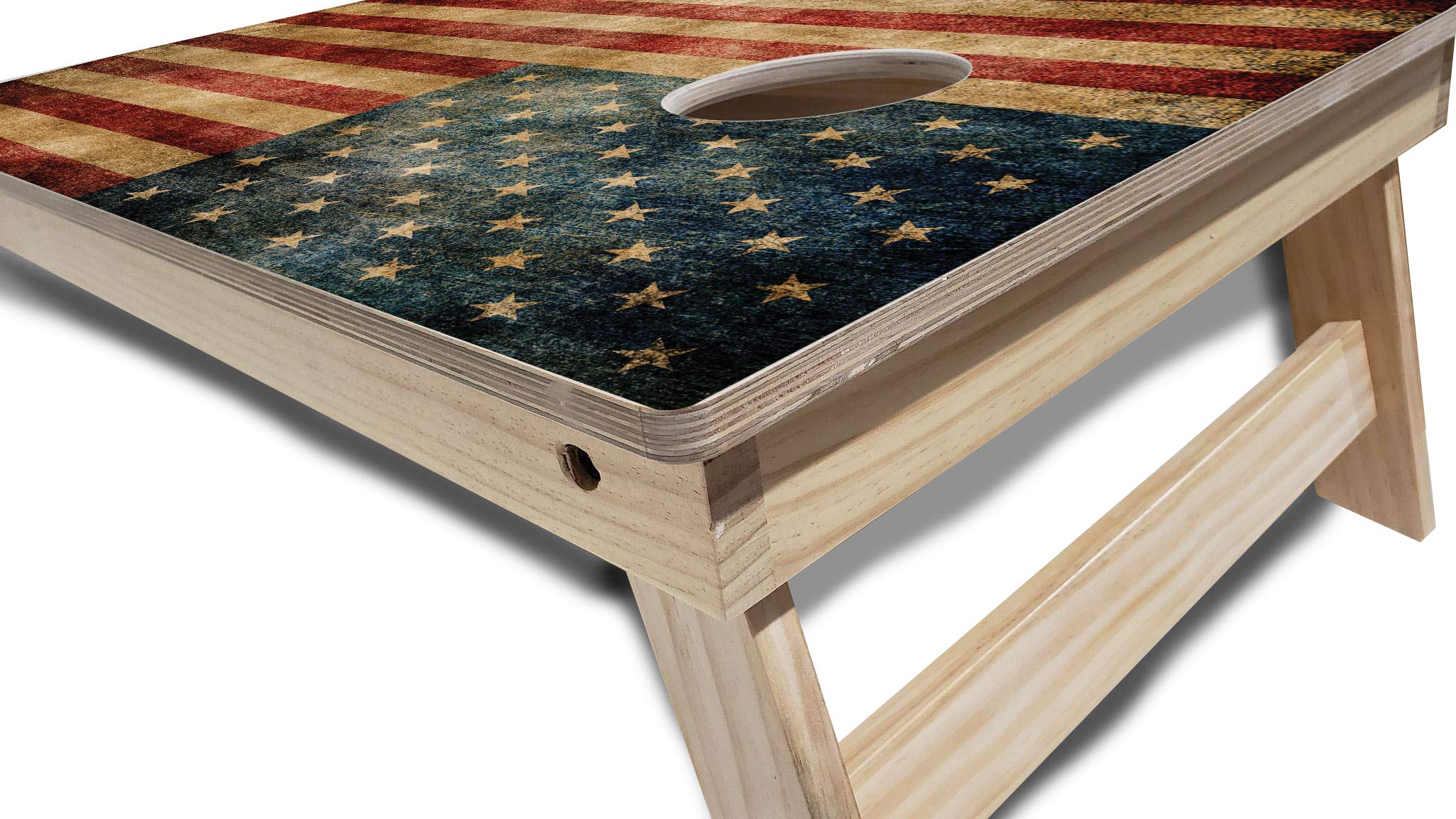 Tournament Grade Cornhole Game Set - 2 Professional 4'x2' Distressed Flag Cornhole Boards, Carrying Case & 8 Bags (LED Lights Optional) - Perfect for Tailgating, Backyard Parties & Outdoor Events