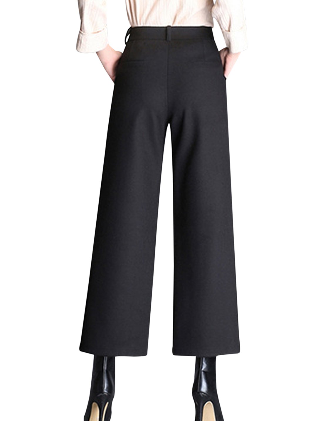 Tanming Women's High Waist Wool Blend Wide Leg Pants - Casual Cropped Trousers for Work, Office & Everyday Wear | Comfortable Winter Fall Fashion Pants
