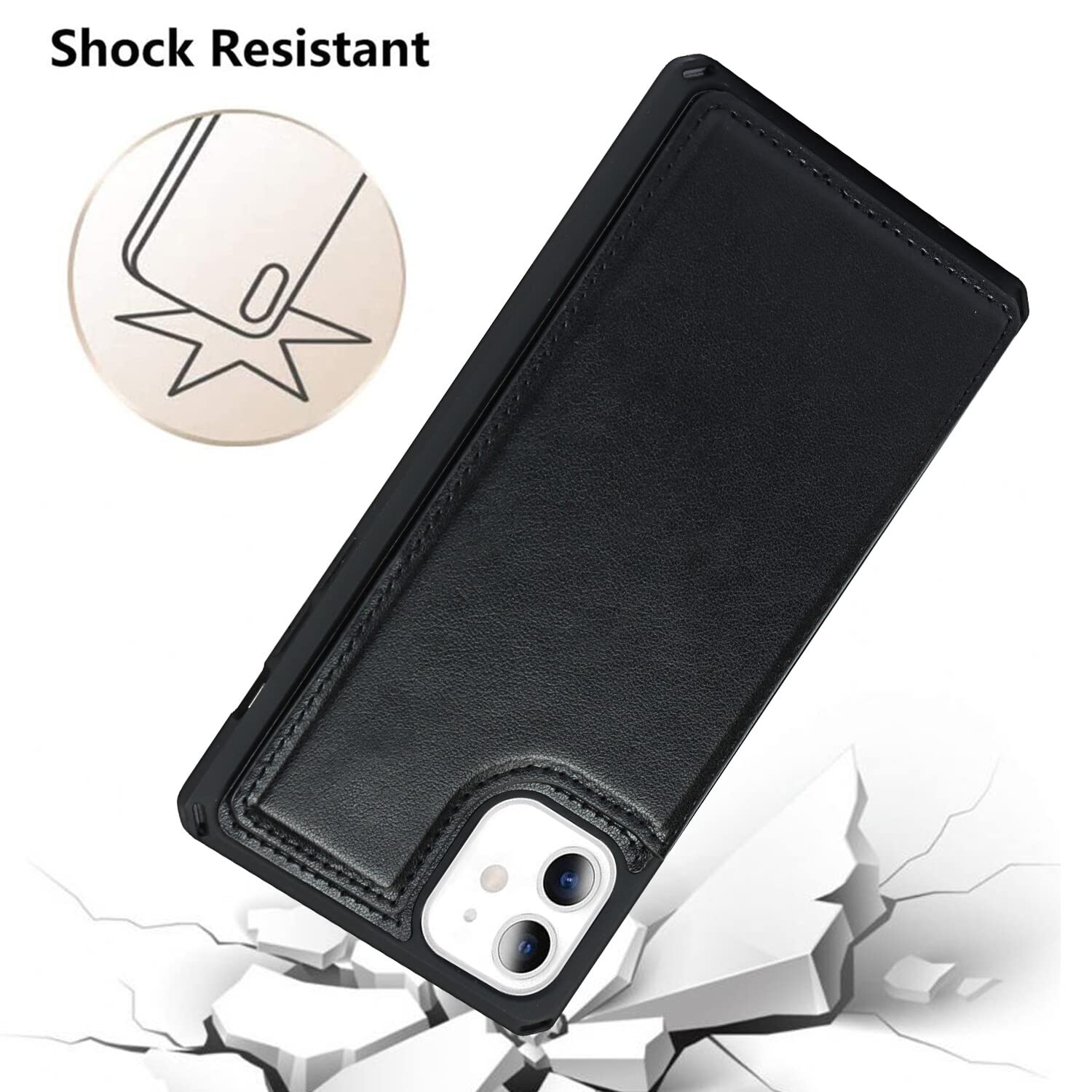 Premium Leather iPhone 11 Wallet Case with Card Holder & Wrist Strap - Shockproof Protective Cover with Stand Feature for Men & Women | Perfect for Travel, Shopping & Everyday Use (Macaron Black)