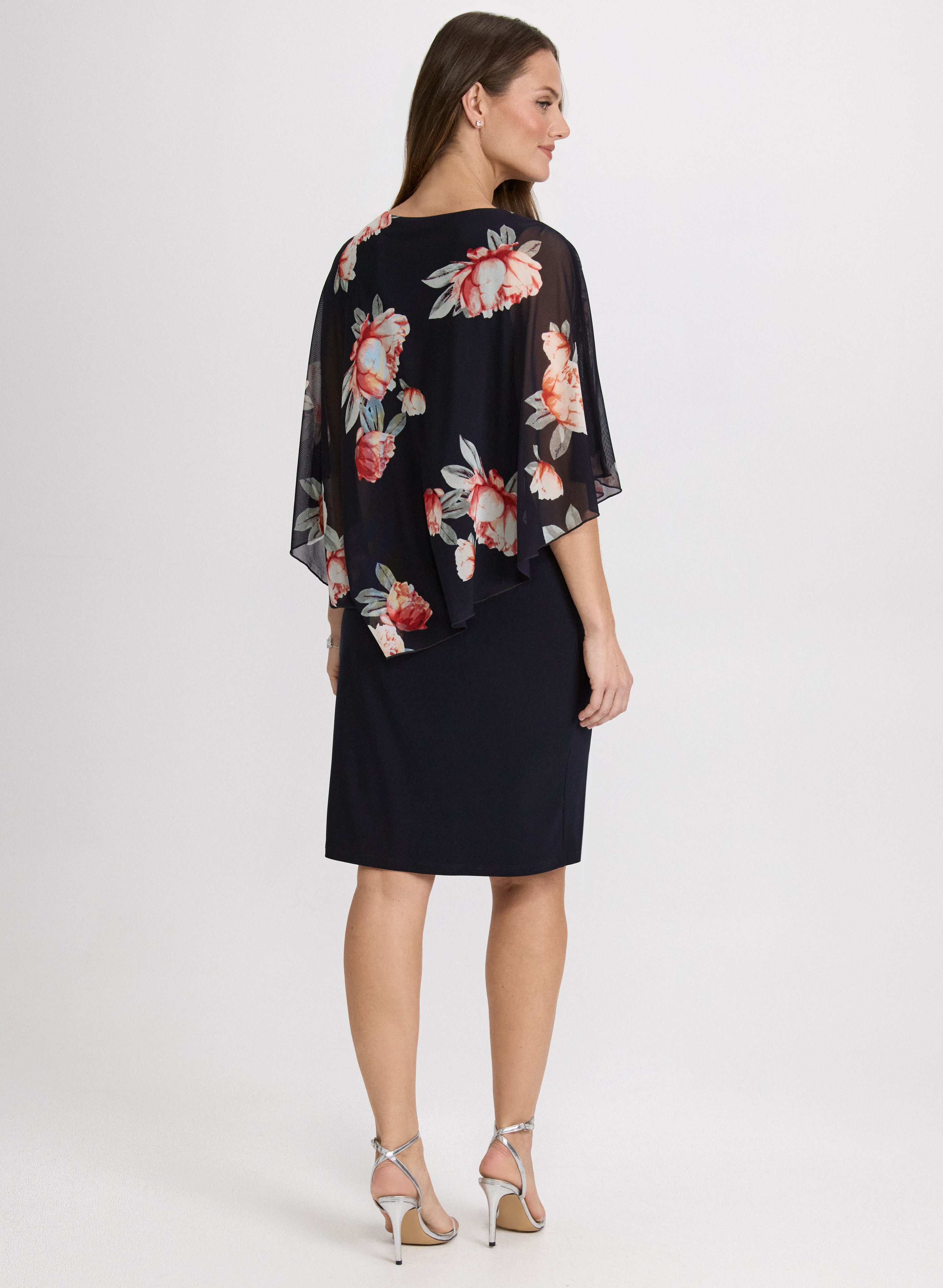 Elegant Chiffon Floral Pocho & Jersey Dress for Women - Summer Casual & Party Wear - Perfect for Beach Vacations, Date Nights, and Office Outings