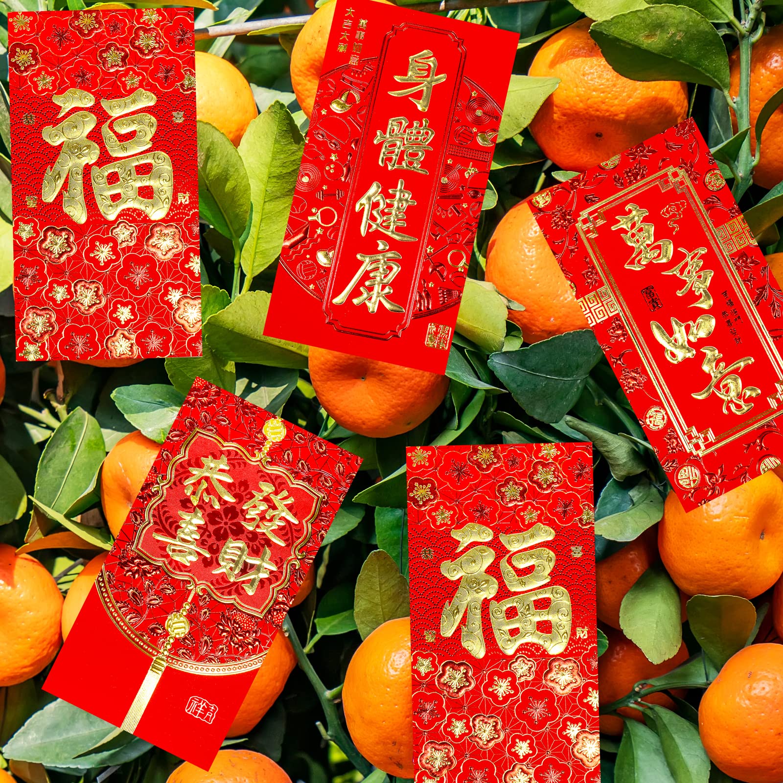 120 Pcs Chinese Red Envelopes - 6 Lucky Money Designs for Lunar New Year, Weddings & Birthdays | Hong Bao, Lai See Packets | Year of the Snake 2025 | Perfect for Gifting Cash in Festive Celebrations