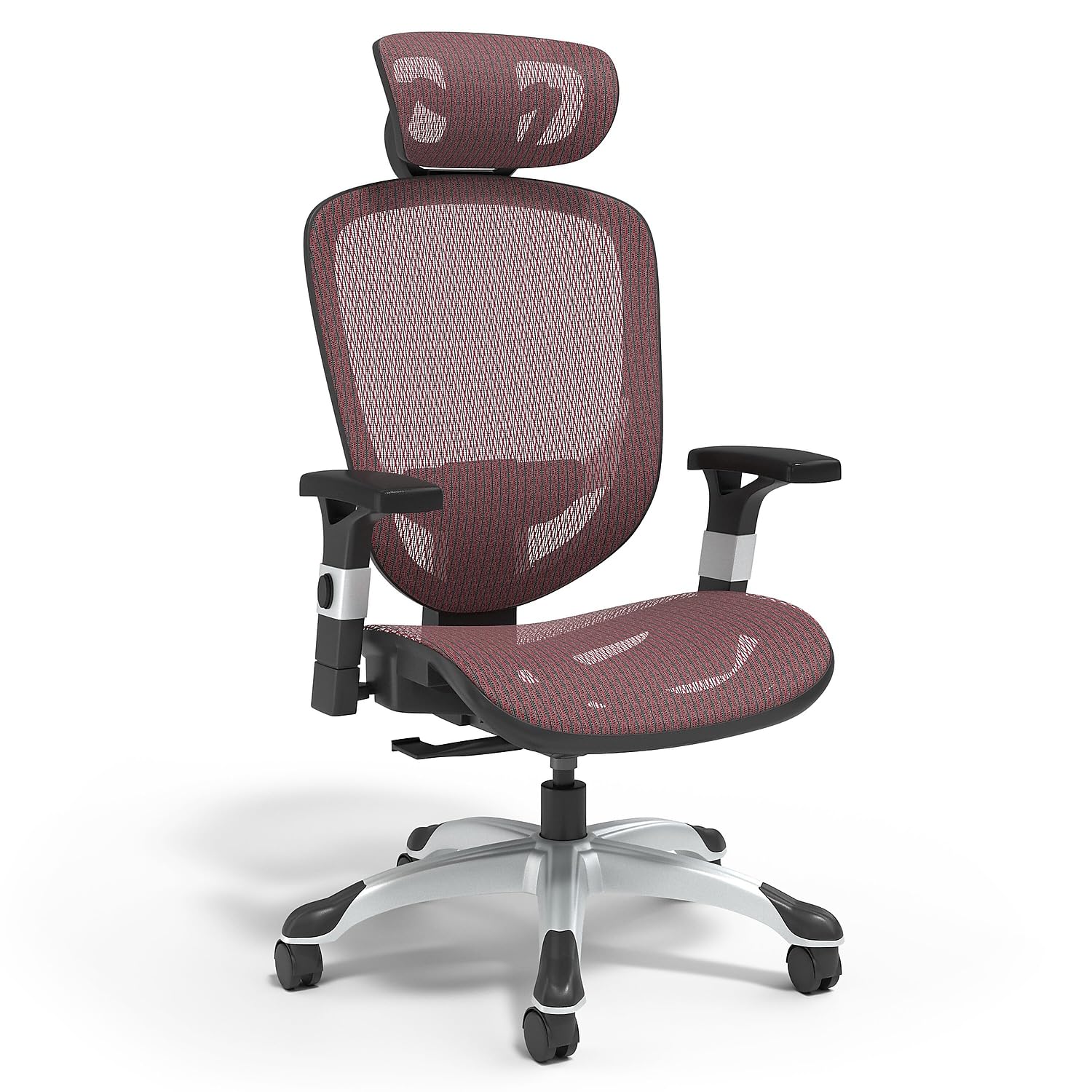 Ergonomic Mesh Computer and Desk Chair with Lumbar Support - Adjustable Height, Swivel & Rolling Wheels - Red Office Chair for Home, Gaming & Workspace Comfort