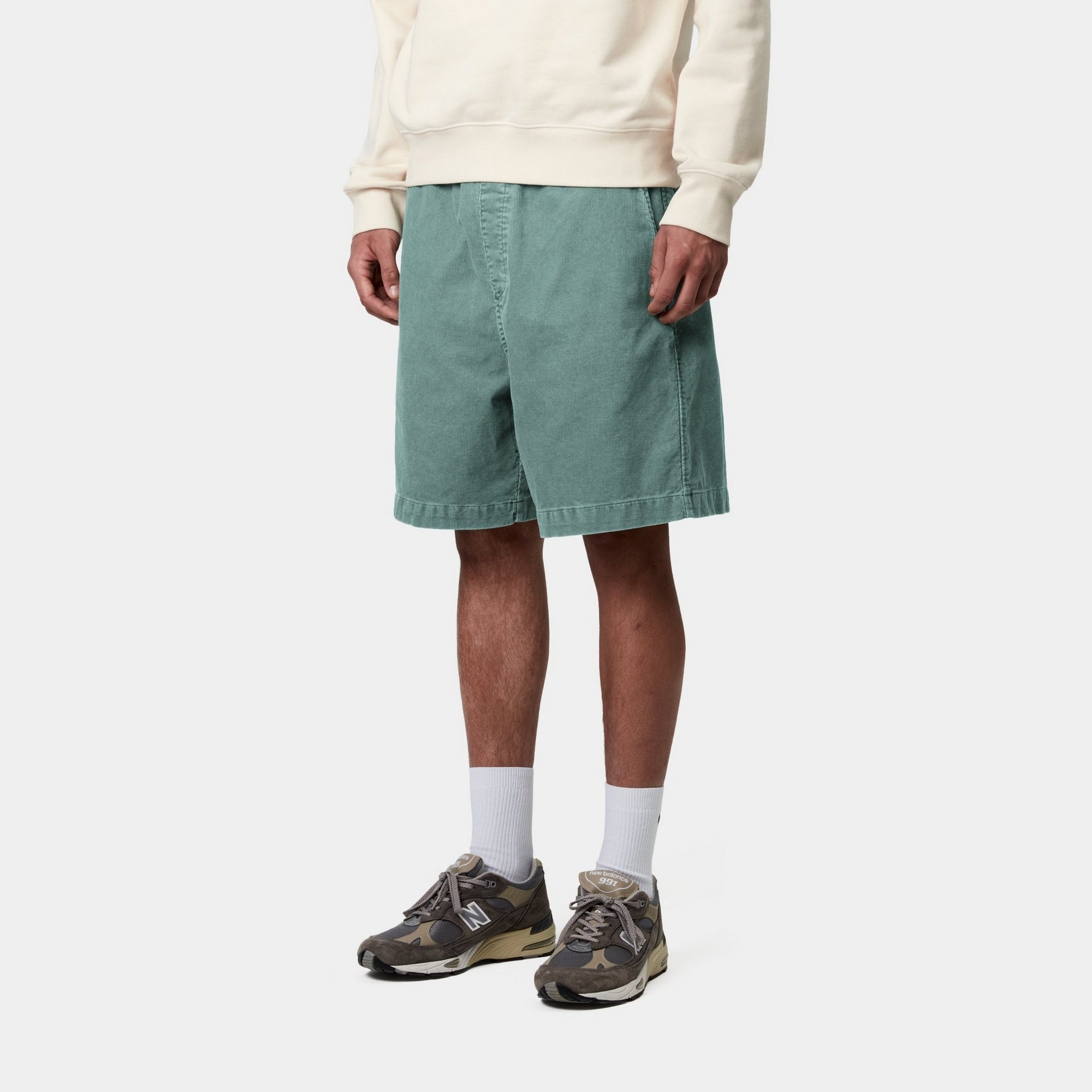 Reynold Corduroy Shorts for Men - Silver Pine (Dusky Washed) | Comfortable Stretch Cotton Casual Shorts | Perfect for Summer Outings, Beach Trips, and Weekend Relaxation