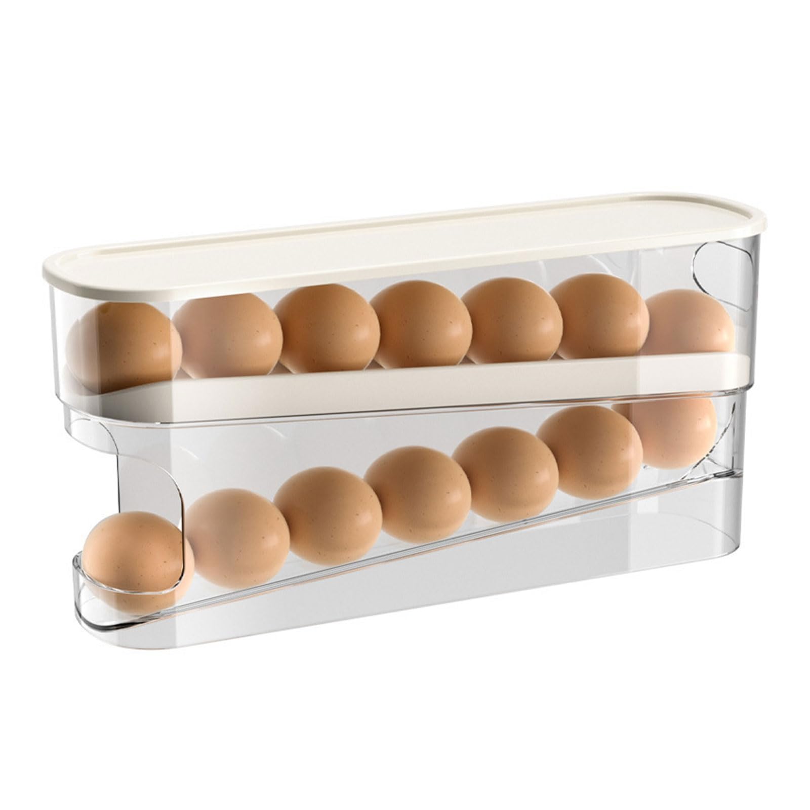 2 Layer Stackable Refrigerator Egg Organizer - Space Saving Fridge Egg Storage Rack & Dispenser for Fresh Eggs - Perfect for Kitchen Organization and Easy Access to Eggs