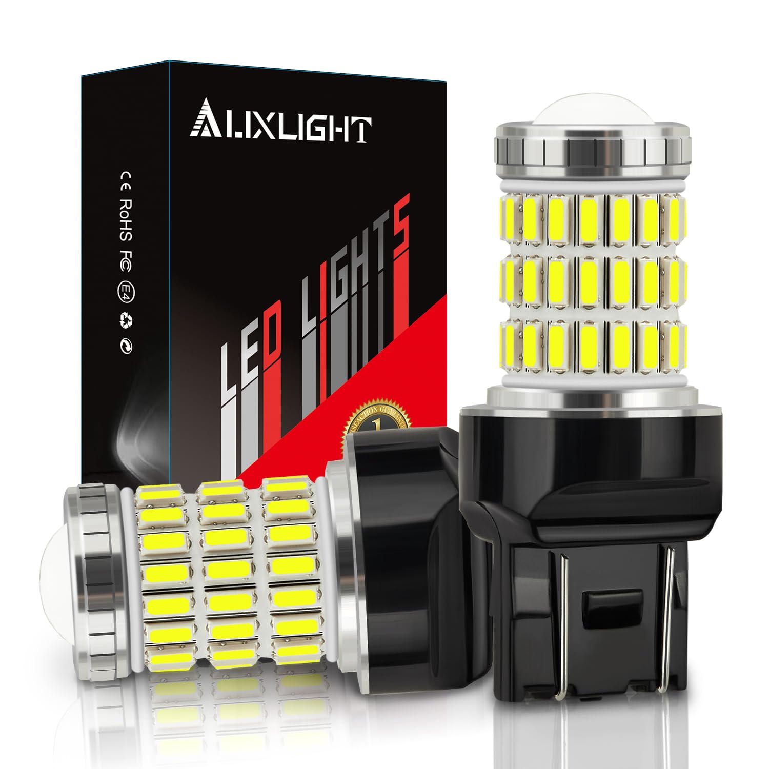AUXLIGHT 7440 7441 7443 7444 T20 992 W21W LED Bulbs - Xenon White Ultra Bright 60-SMD LED Replacement for Backup/Reverse Lights, Brake/Tail Lights, Turn Signal/Parking Lights - Perfect for Cars, Trucks, SUVs, Motorcycles & Boats (Pack of 2)
