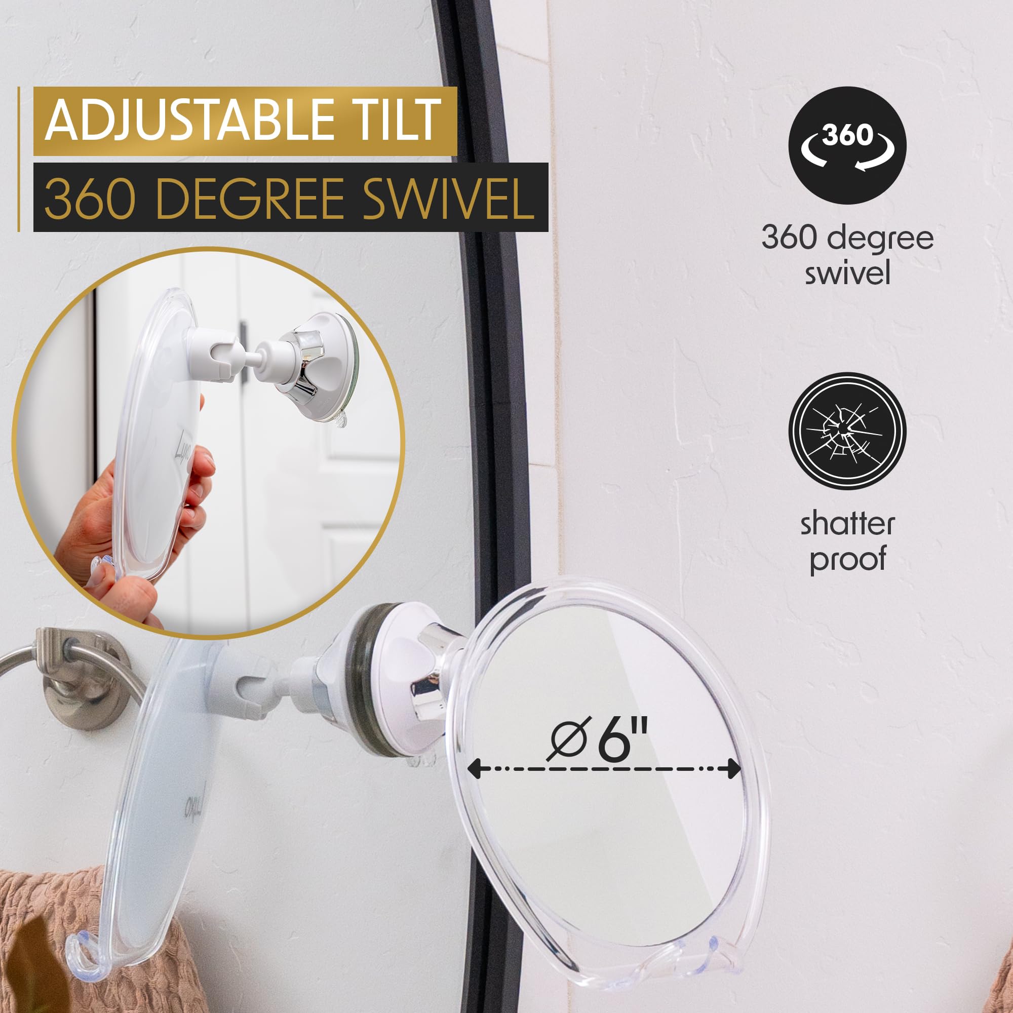 Premium Fog-Free Shower Mirror with Razor Holder & Strong Suction Cups - Shatterproof Bathroom Mirror for Men's Shaving & Grooming - Perfect for Travel & Home Use