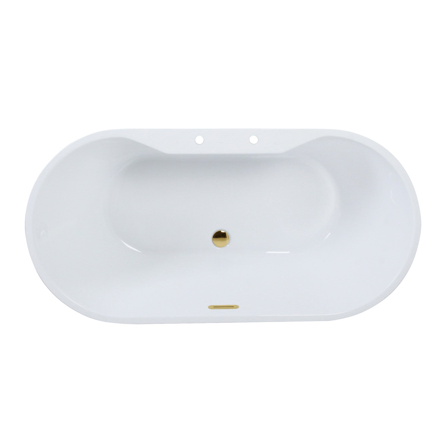 Aqua Eden VT7DE512823C422 51 Inch Acrylic Oval Freestanding Bathtub with Drain - Glossy White & Polished Brass Finish | Perfect for Luxury Bathrooms & Spa Retreats