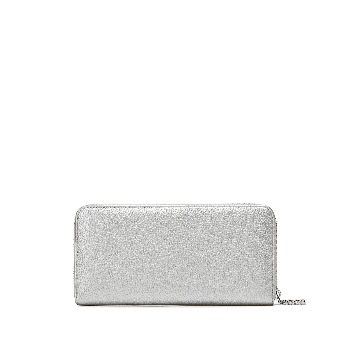 Mae Zip Wallet Bag in Silver Pebbled Leather - Stylish and Secure Crossbody Purse for Women, Perfect for Travel, Shopping, and Everyday Use