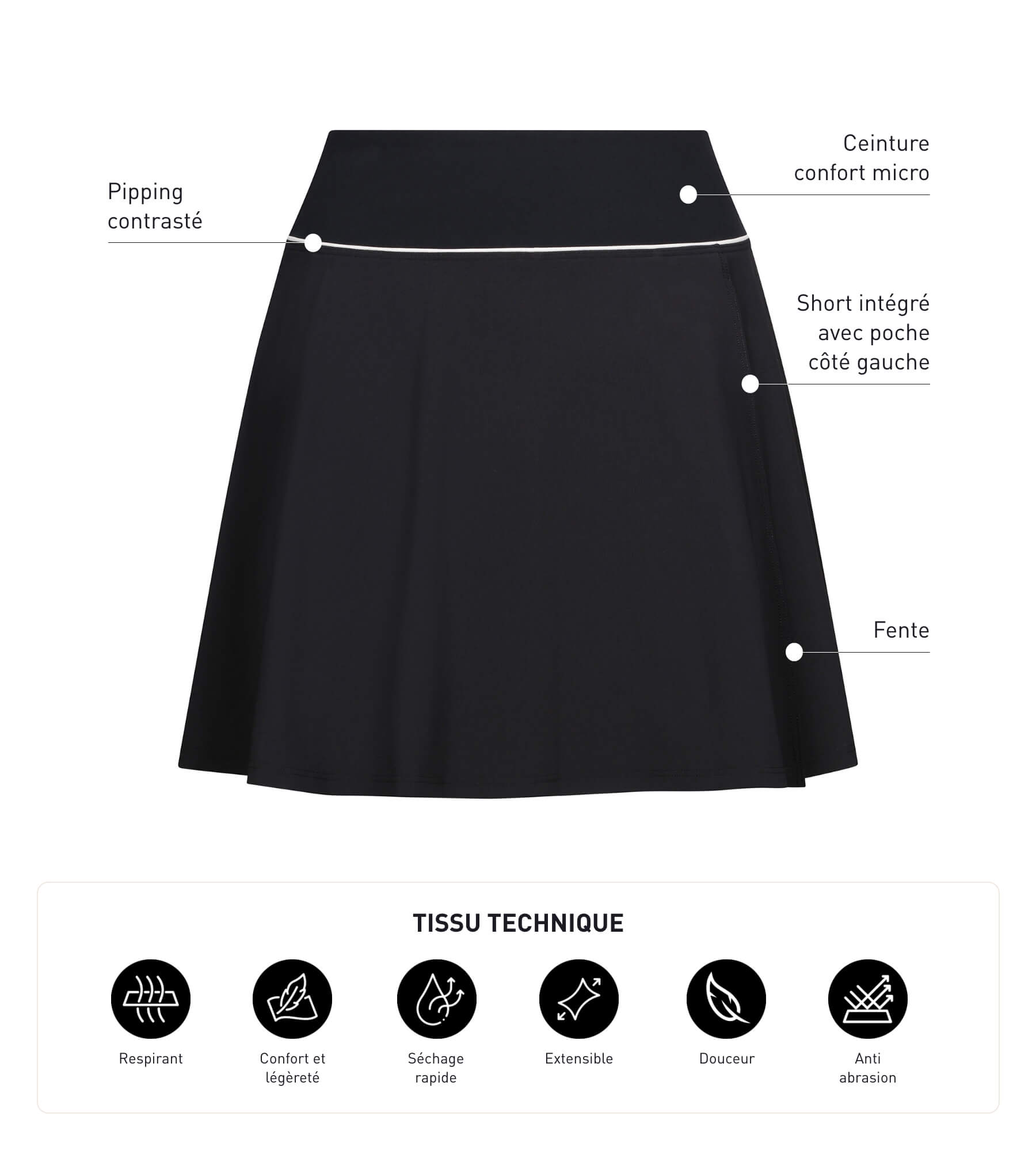 Black Microfiber Women's Sports Skirt Shorts - Perfect for Running, Yoga & Gym Workouts