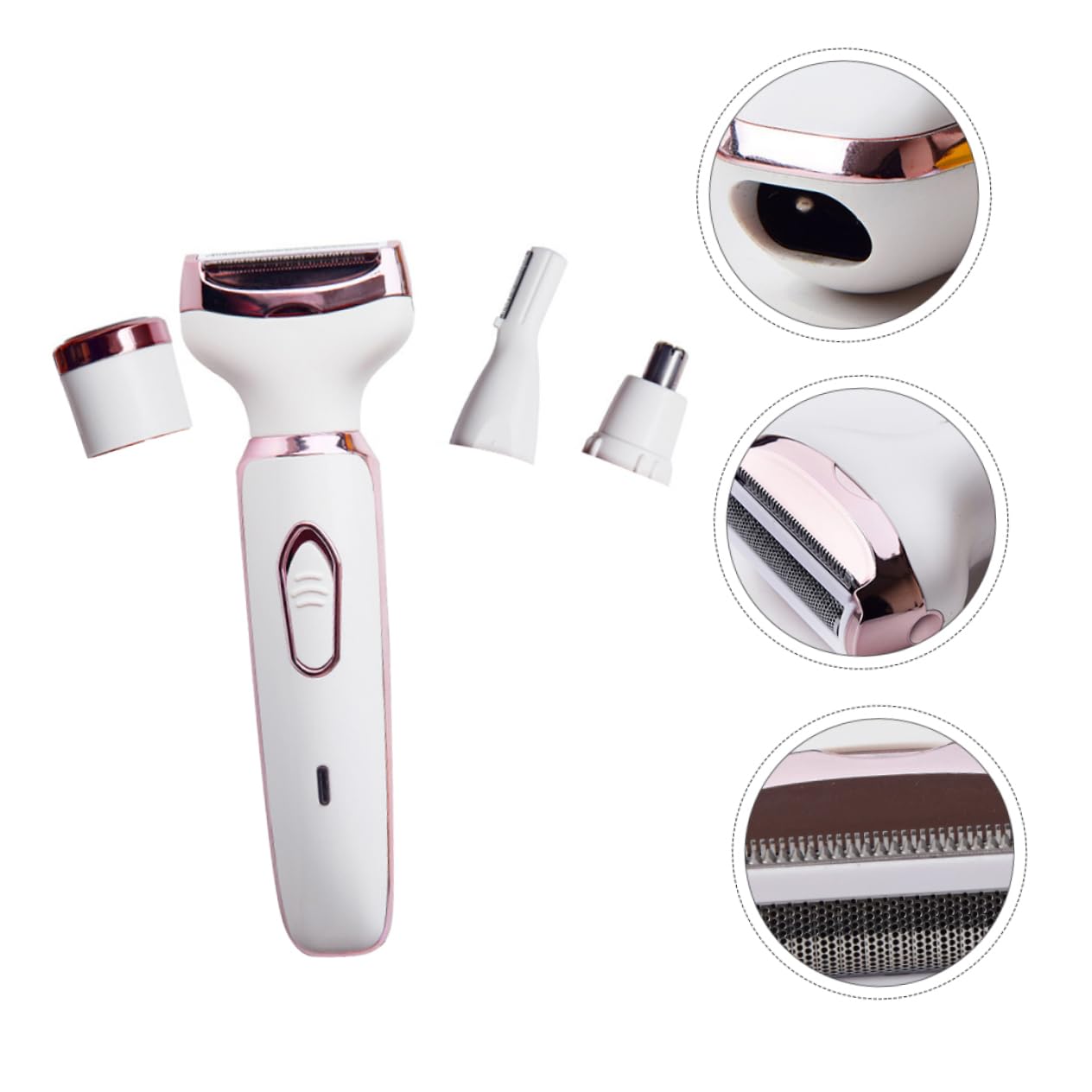FOMIYES 4-in-1 Electric Nose Hair Trimmer with Serrated Blades - USB Rechargeable Eyebrow & Sideburn Groomer - Compact Travel Size White - Perfect for Men's Grooming, Travel & Personal Care