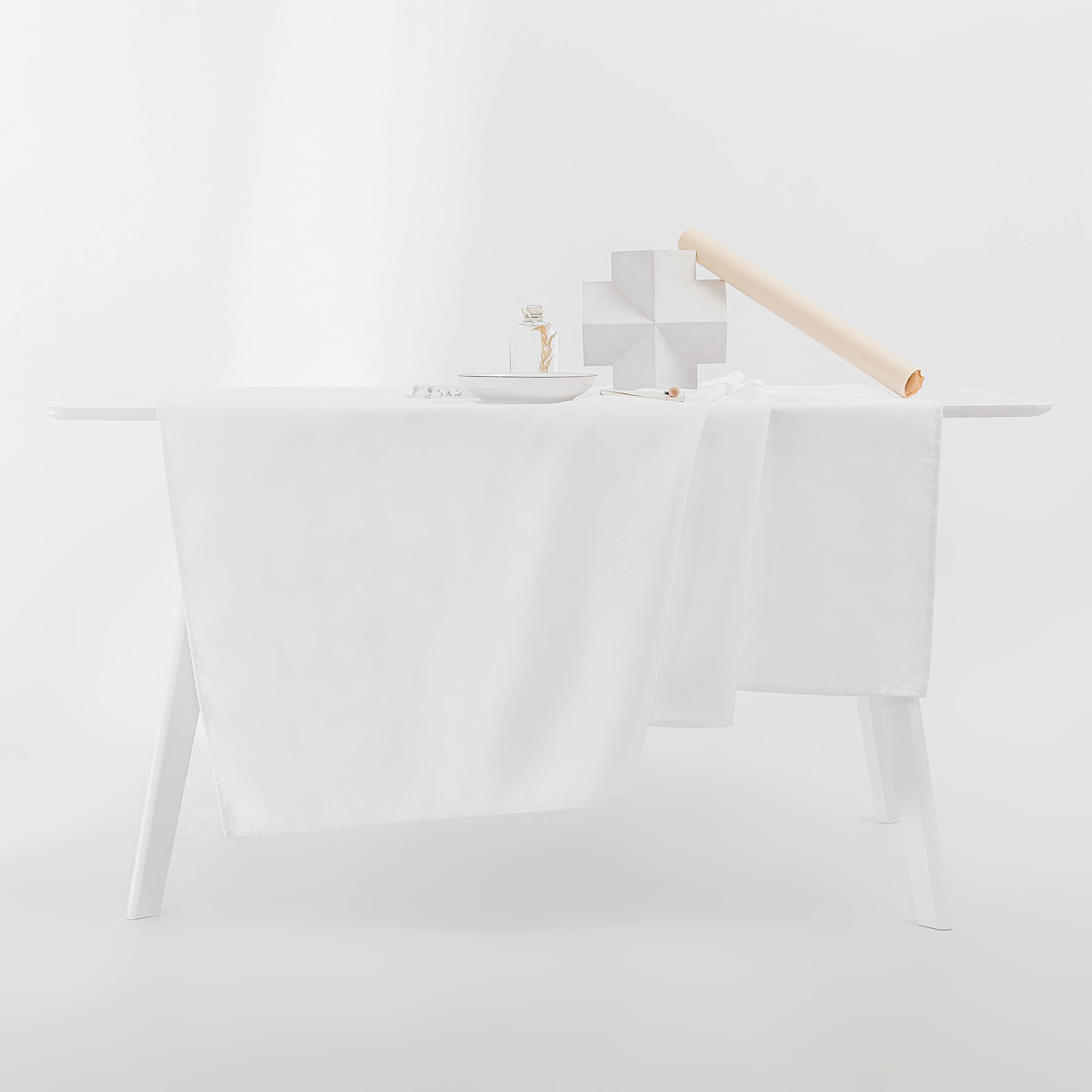 Premium 60x60 Inch Heavy Duty White Tablecloth - Heat Resistant, Washable Square Table Cover for Round or Rectangular Tables - Perfect for Dining, Parties, Weddings & Restaurant Use