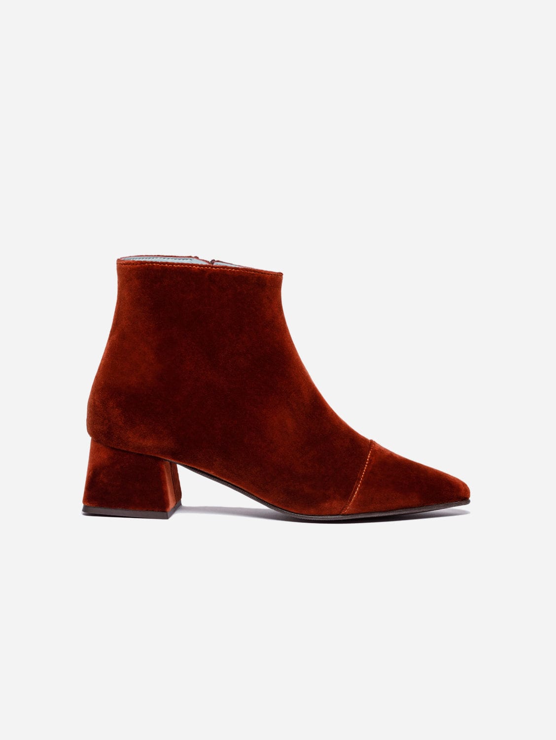 Dahlia Vegan Velvet Ankle Boots for Women - Rust Brown Comfortable Fall Winter Booties | Perfect for Casual Outfits, Office Wear & Date Nights