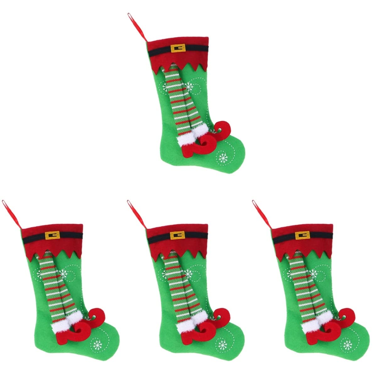 NOLITOY 4-Piece Elf Christmas Stockings Set - Festive Xmas Stocking Stuffers, Holiday Gift Bags & Tree Ornaments for Kids | Perfect for Stocking Stuffers, Christmas Tree Decorations & Holiday Party Favors