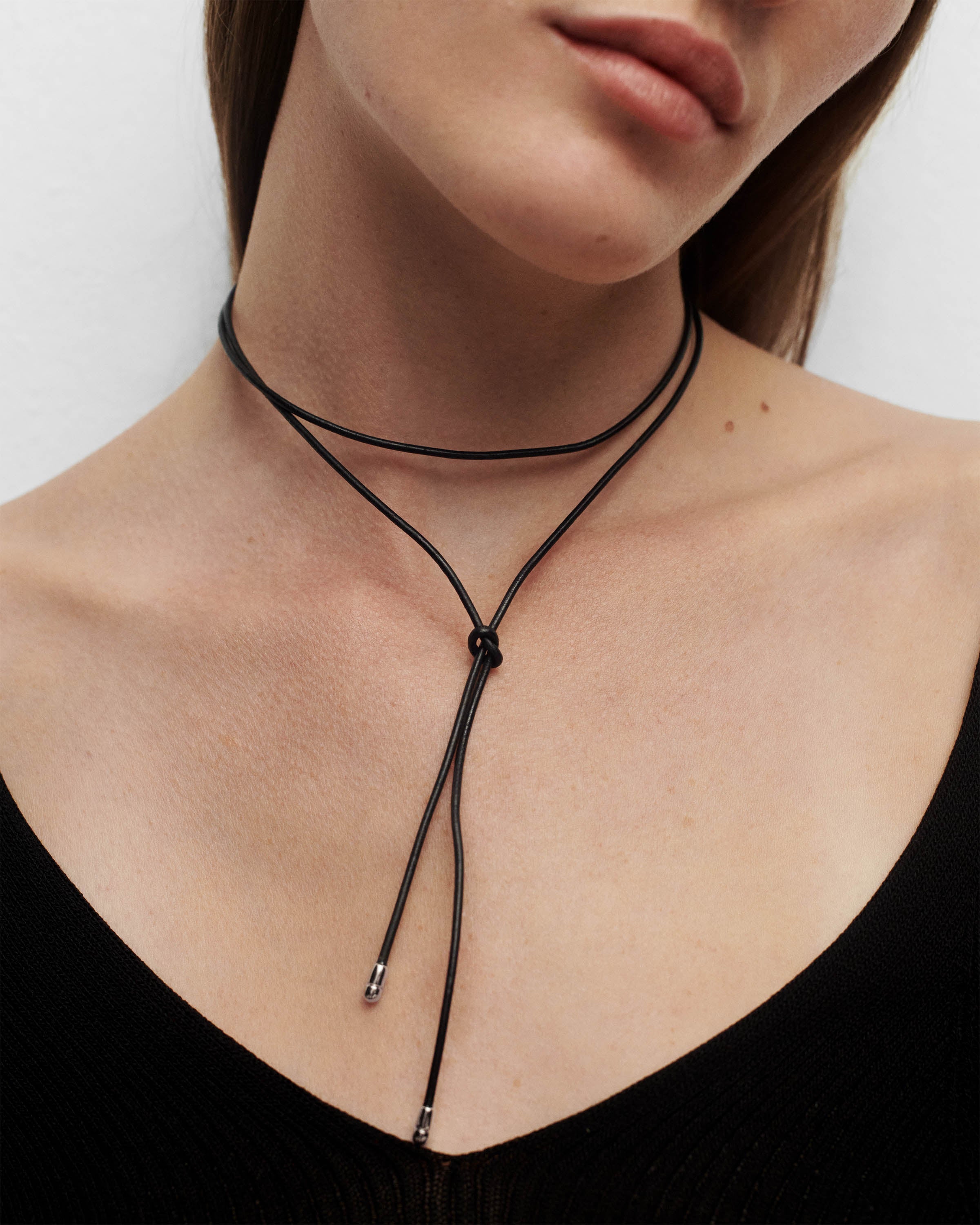 Elegant Dana Silver Leather Bow Necklace for Women - Perfect for Weddings, Parties & Everyday Wear