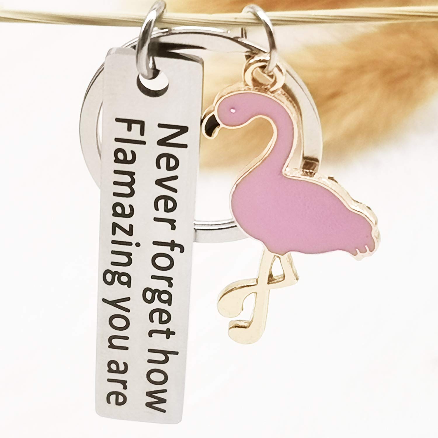Flamingo Keychain for Women - Motivational Gifts with 'Never Forget How Flamazing You Are' Message - Perfect for Birthday, Graduation, and Friendship Gifts