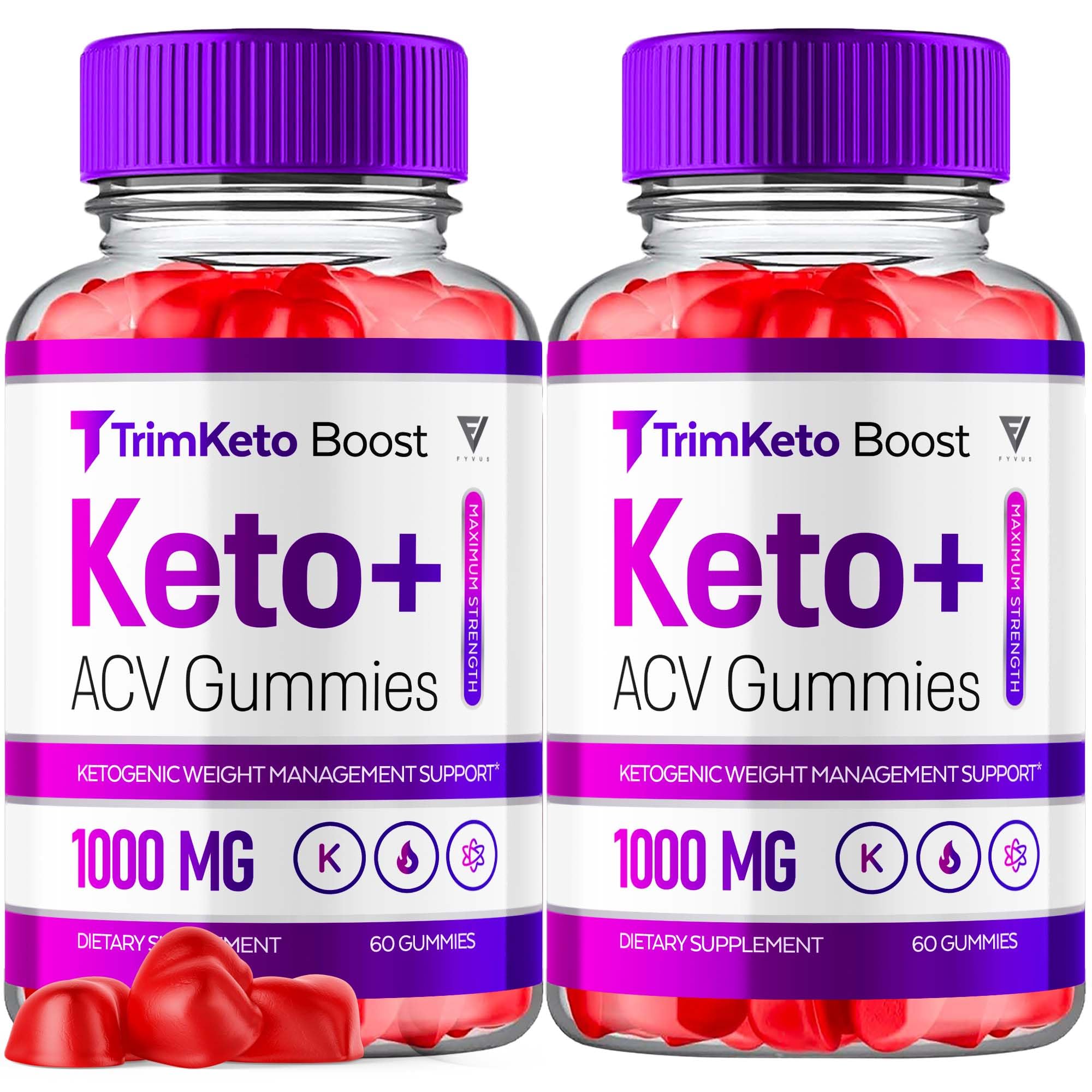 (2 Pack) Trim Keto Boost Keto ACV Gummies - 1000mg Apple Cider Vinegar with Vitamin B12 & Folate Supplement for Women & Men - Maximum Strength Ketosis Formula (120 Gummies) - Supports Weight Loss & Energy Boost for Keto Dieters