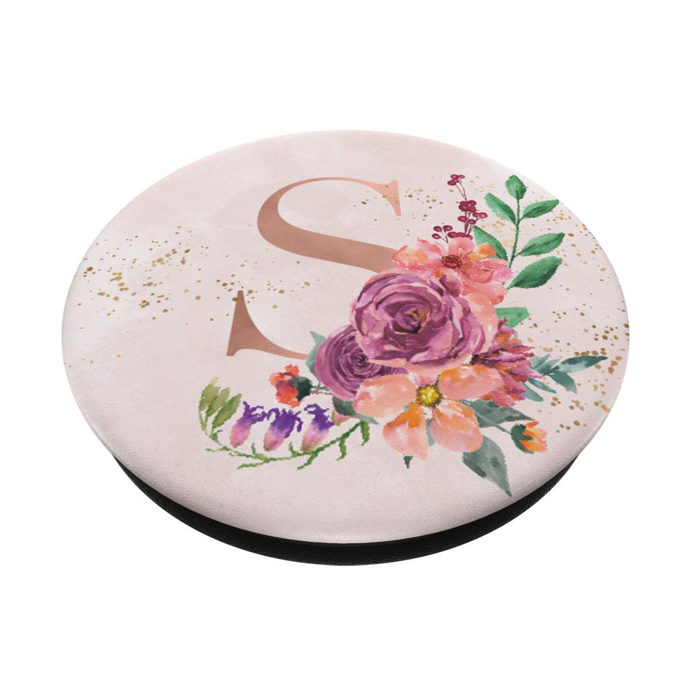 Purple Plum Orange Flowers Rose Pink Monogram Letter S - Personalized Initial for Home Decor, Gifts & DIY Crafts